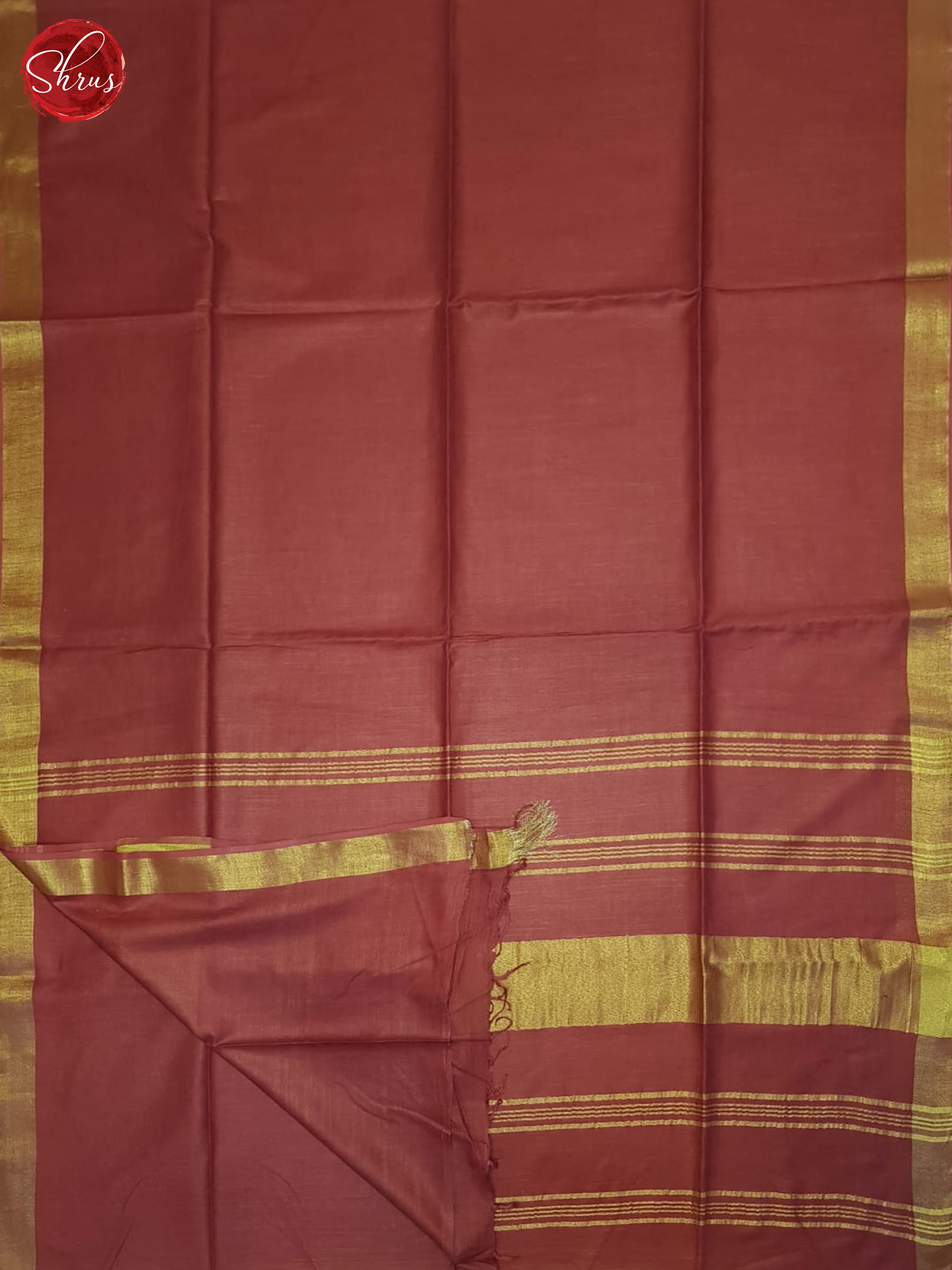 Maroon(Single Tone)- Linen Cotton Saree - Shop on ShrusEternity.com