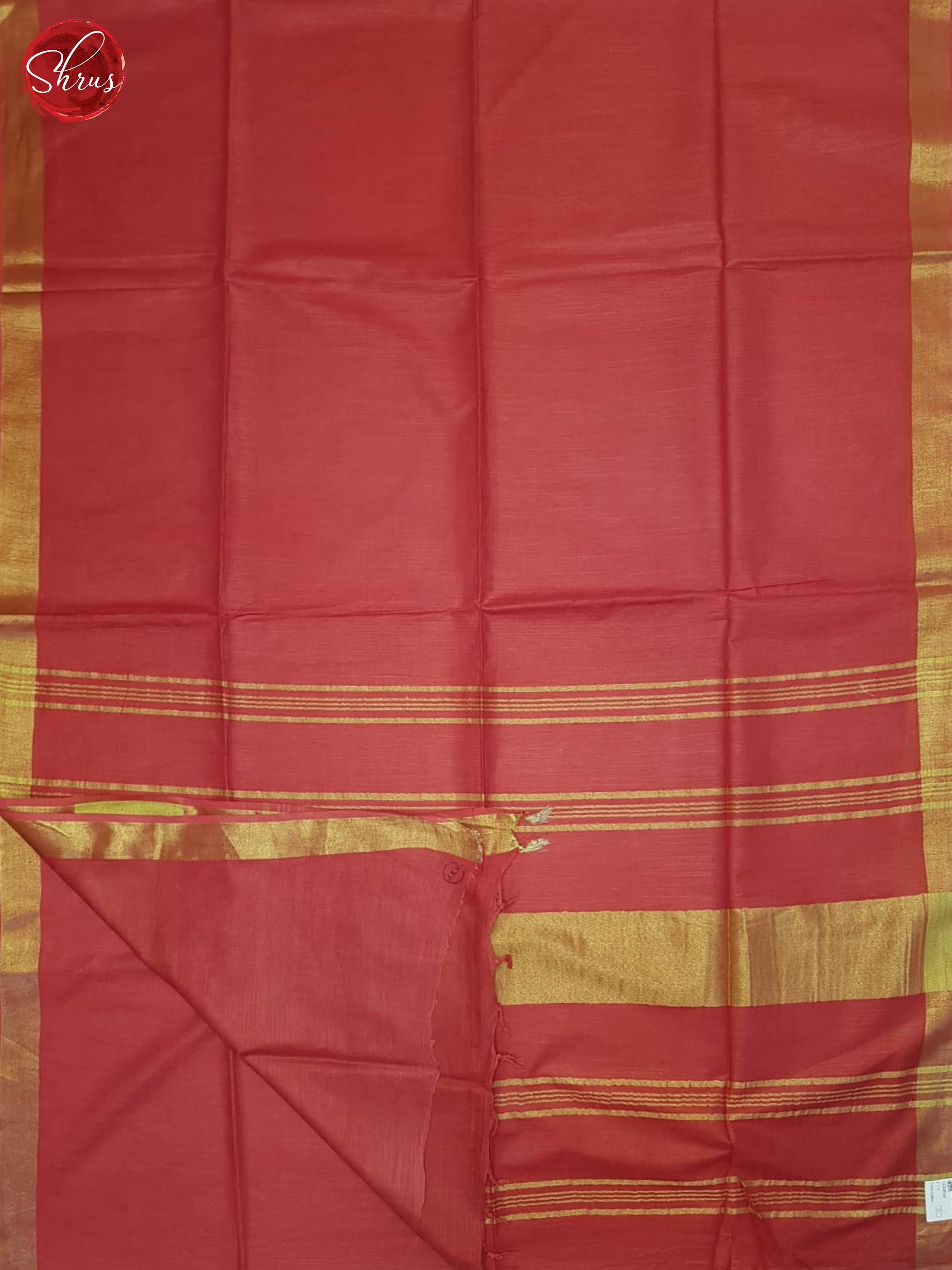 Red(Single tone)- Linen Cotton Saree - Shop on ShrusEternity.com