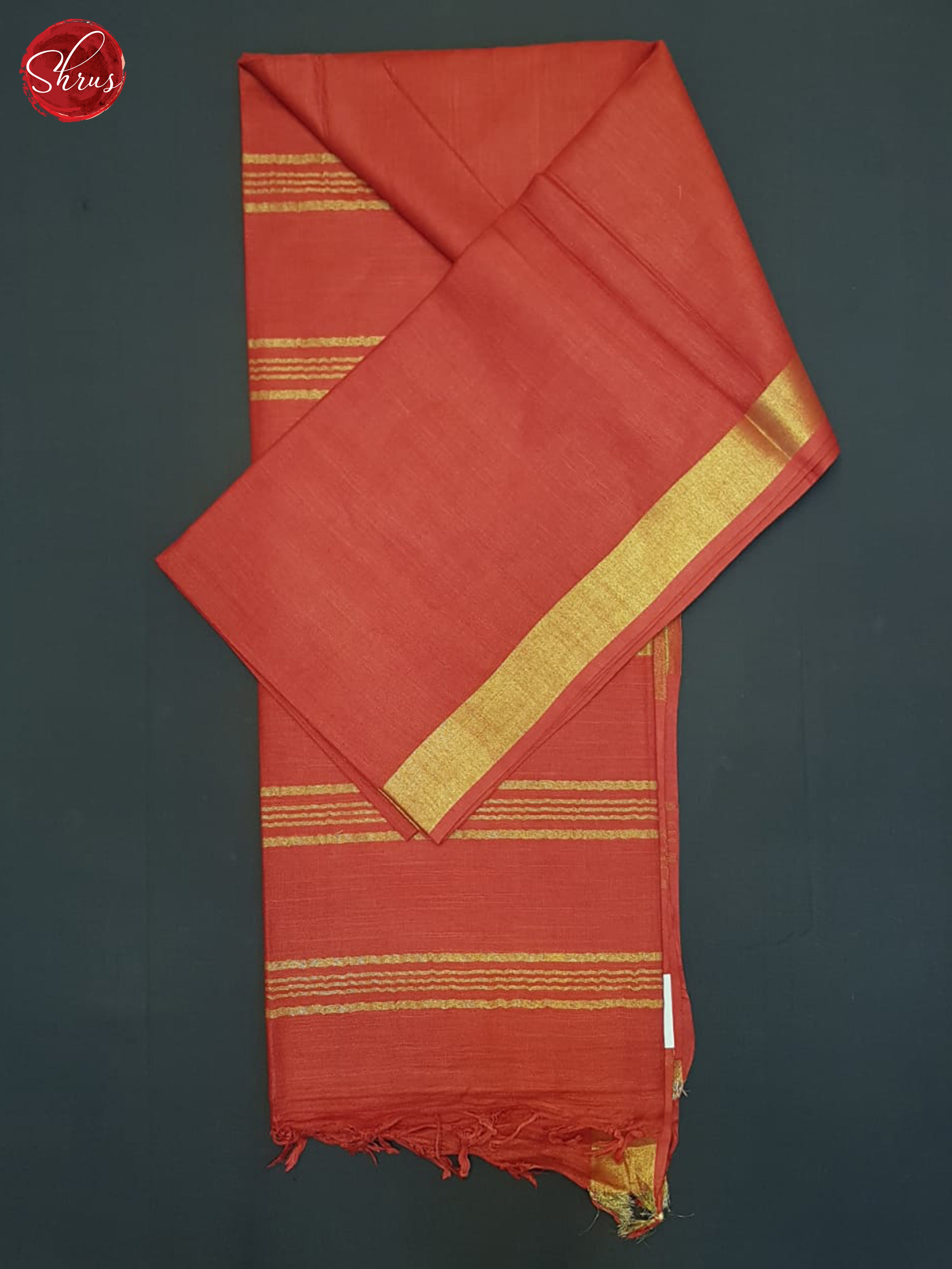 Red(Single Tone)- Linen Cotton Saree - Shop on ShrusEternity.com