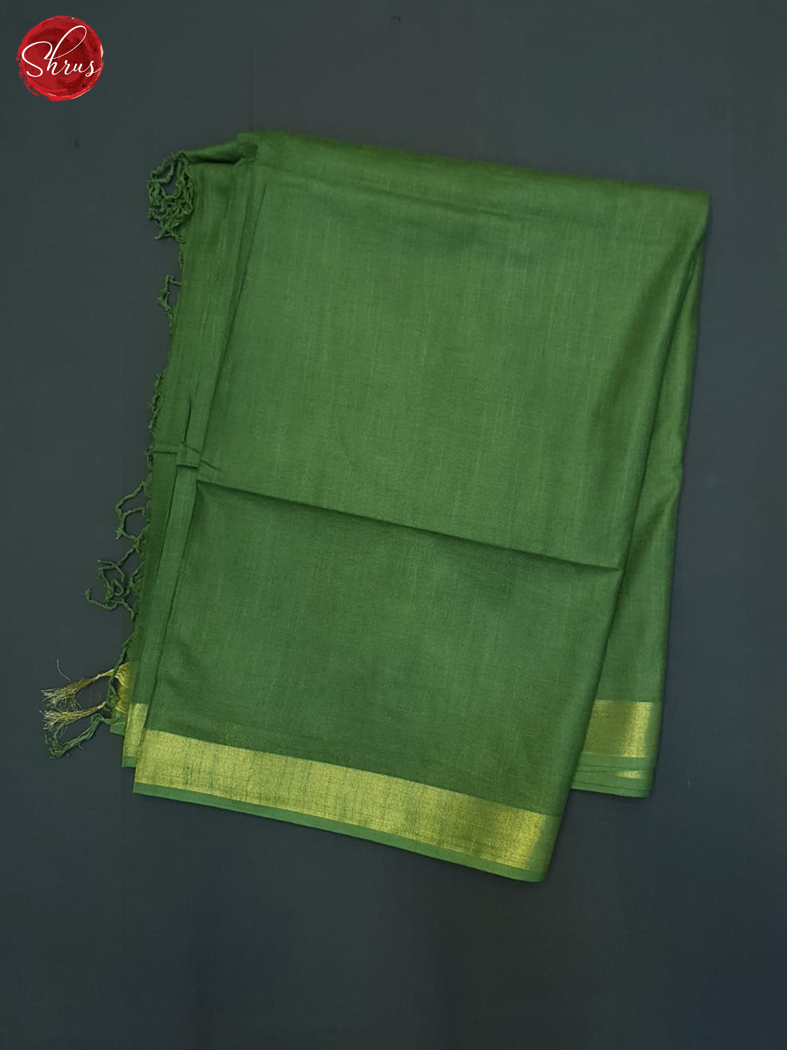 Green(Single Tone)- Linen Cotton Saree - Shop on ShrusEternity.com