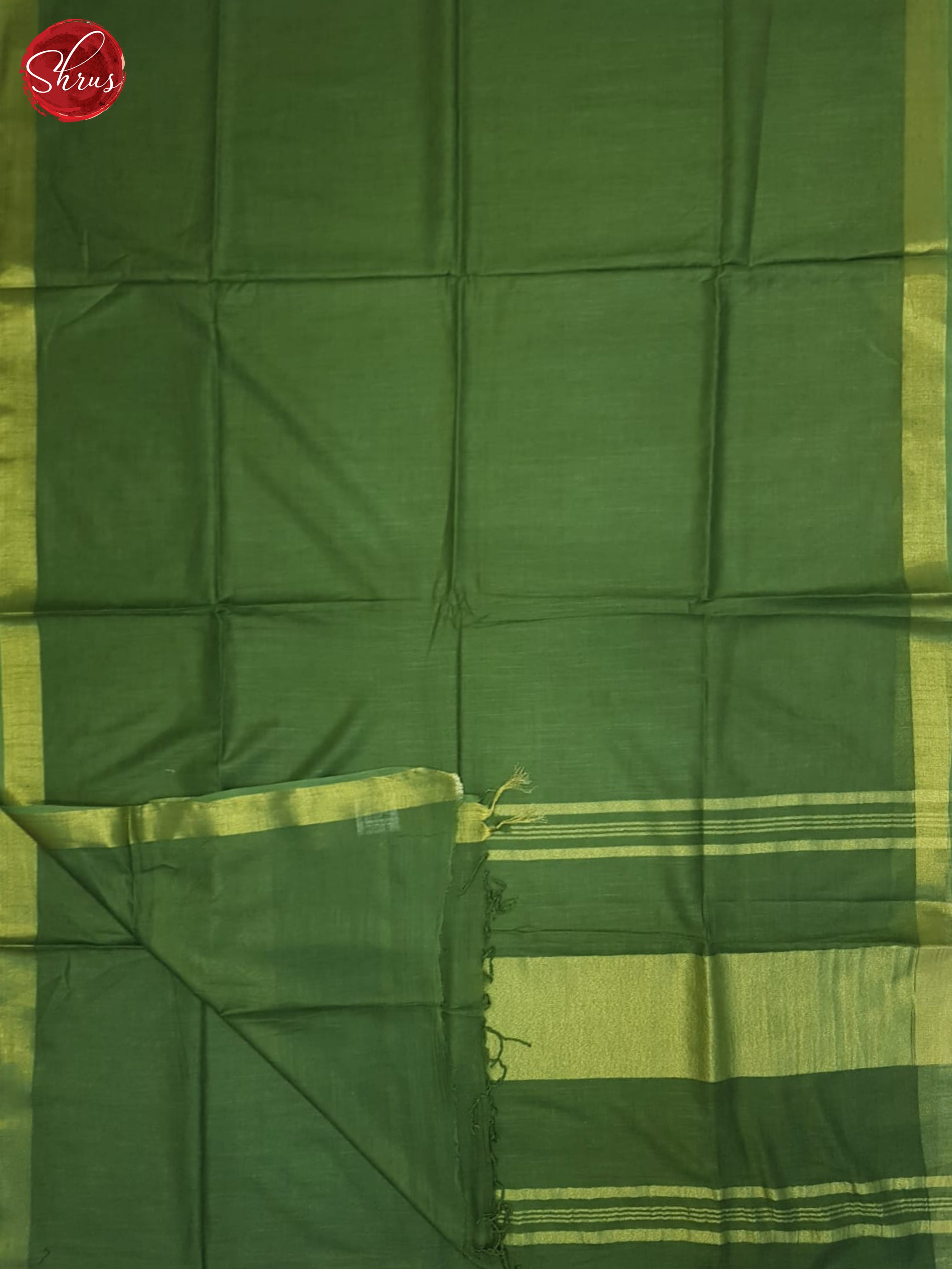 Green(Single Tone)- Linen Cotton Saree - Shop on ShrusEternity.com