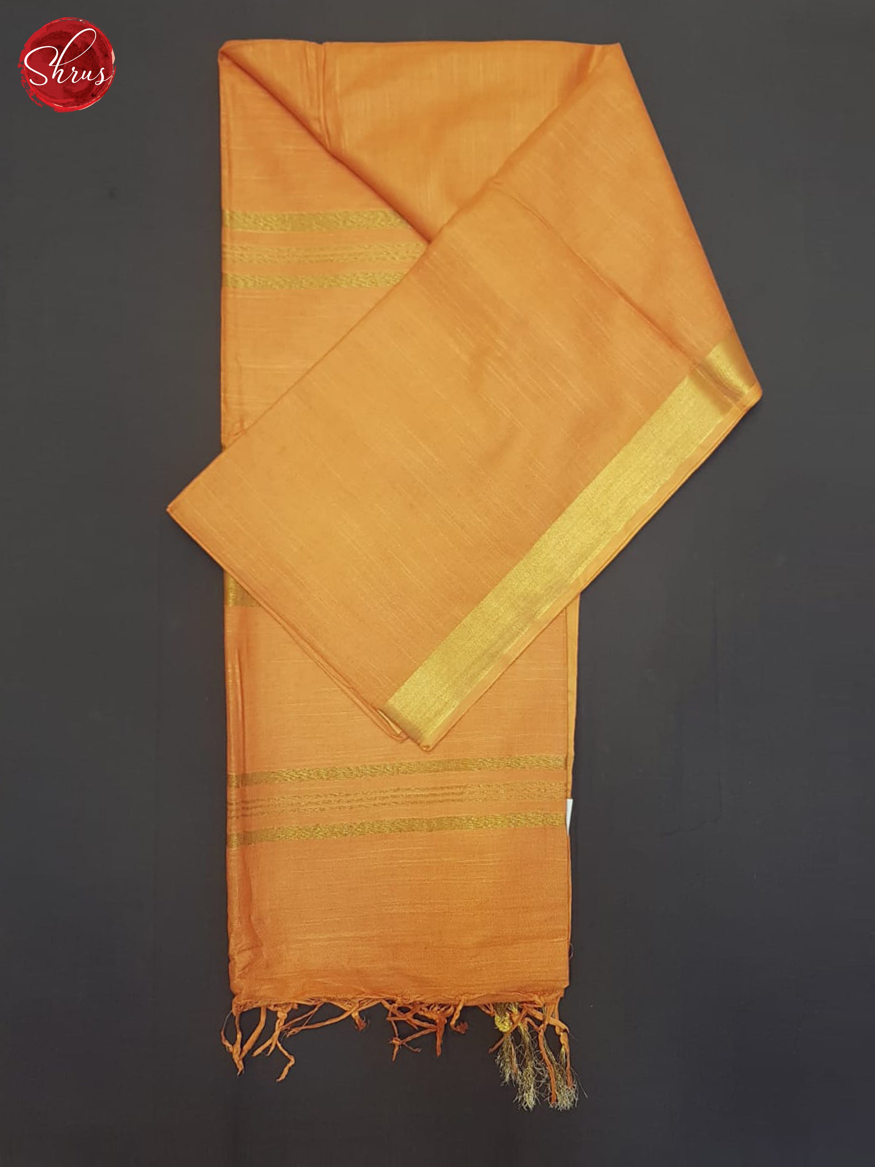 Orange(Single Tone)- Linen Cotton Saree - Shop on ShrusEternity.com