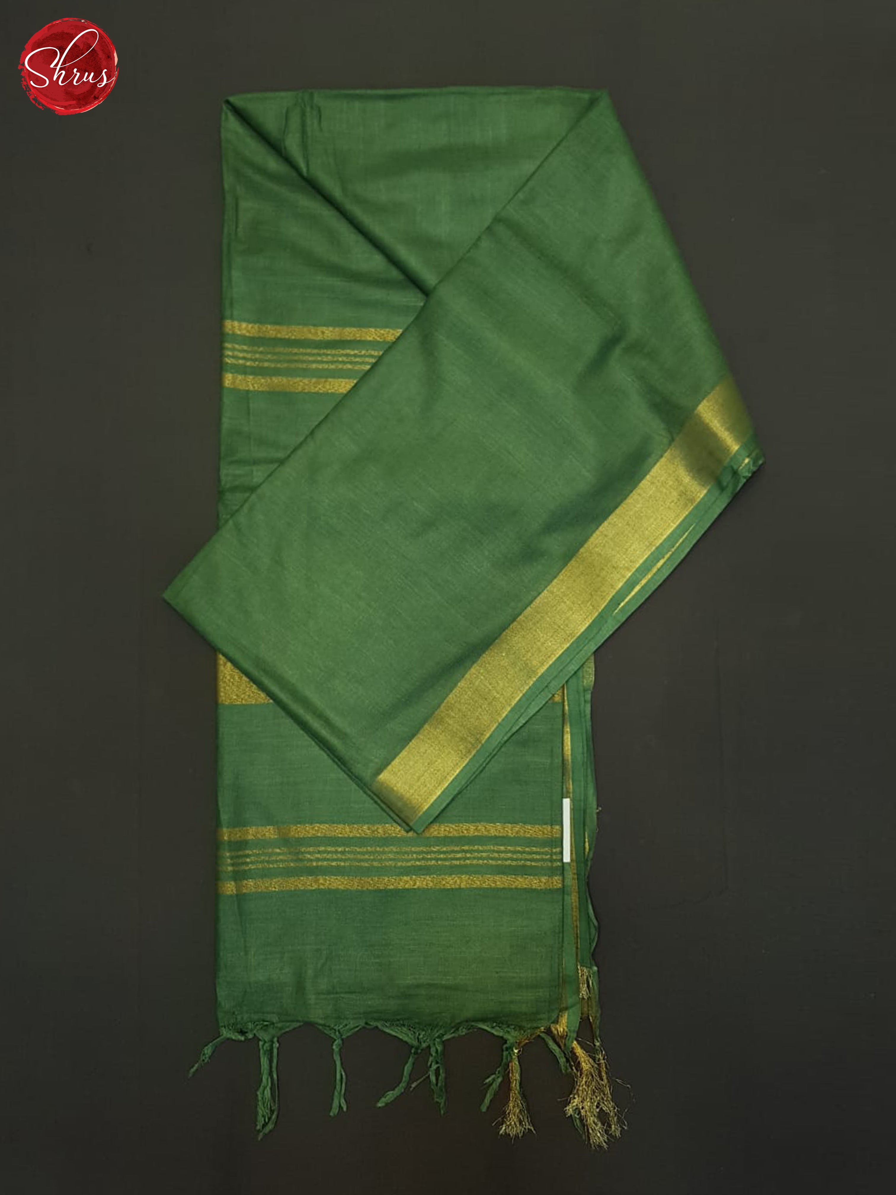 green(Single Tone)- Linen Cotton Saree - Shop on ShrusEternity.com