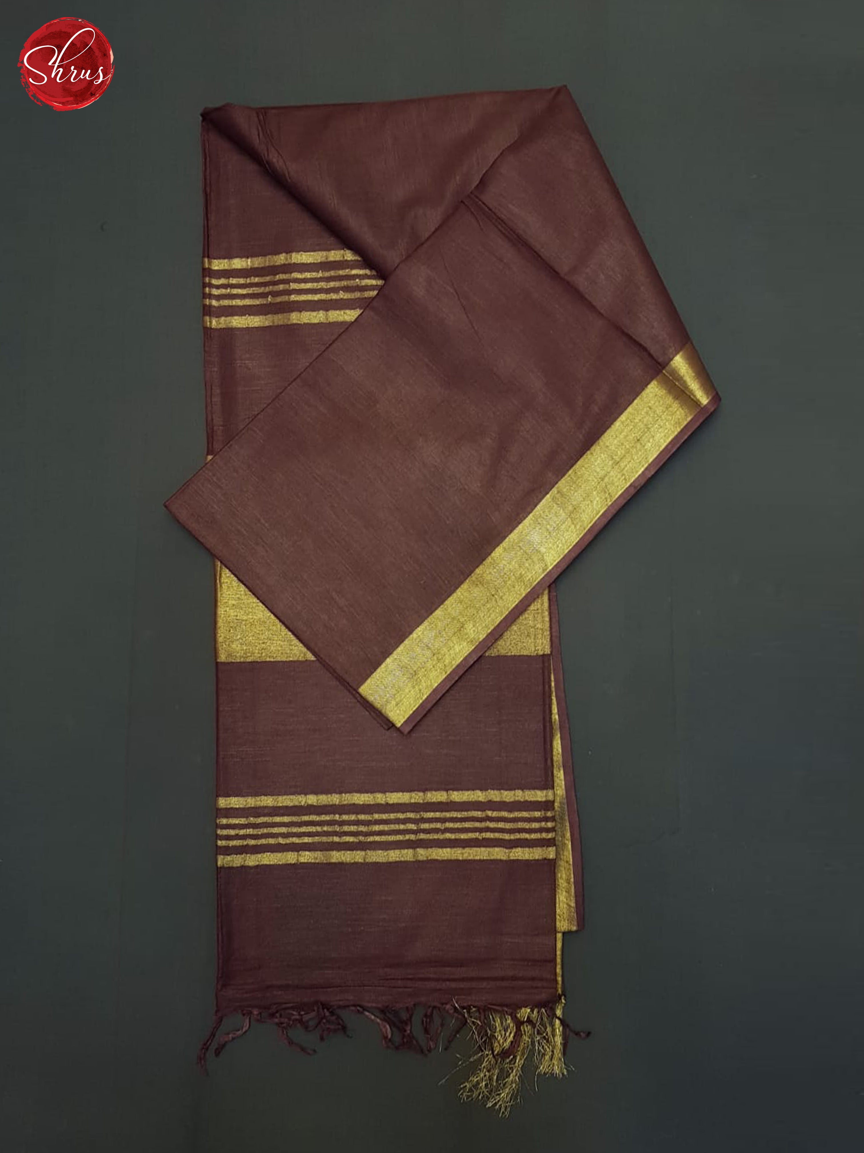 brown(Single Tone)- Linen Cotton Saree - Shop on ShrusEternity.com