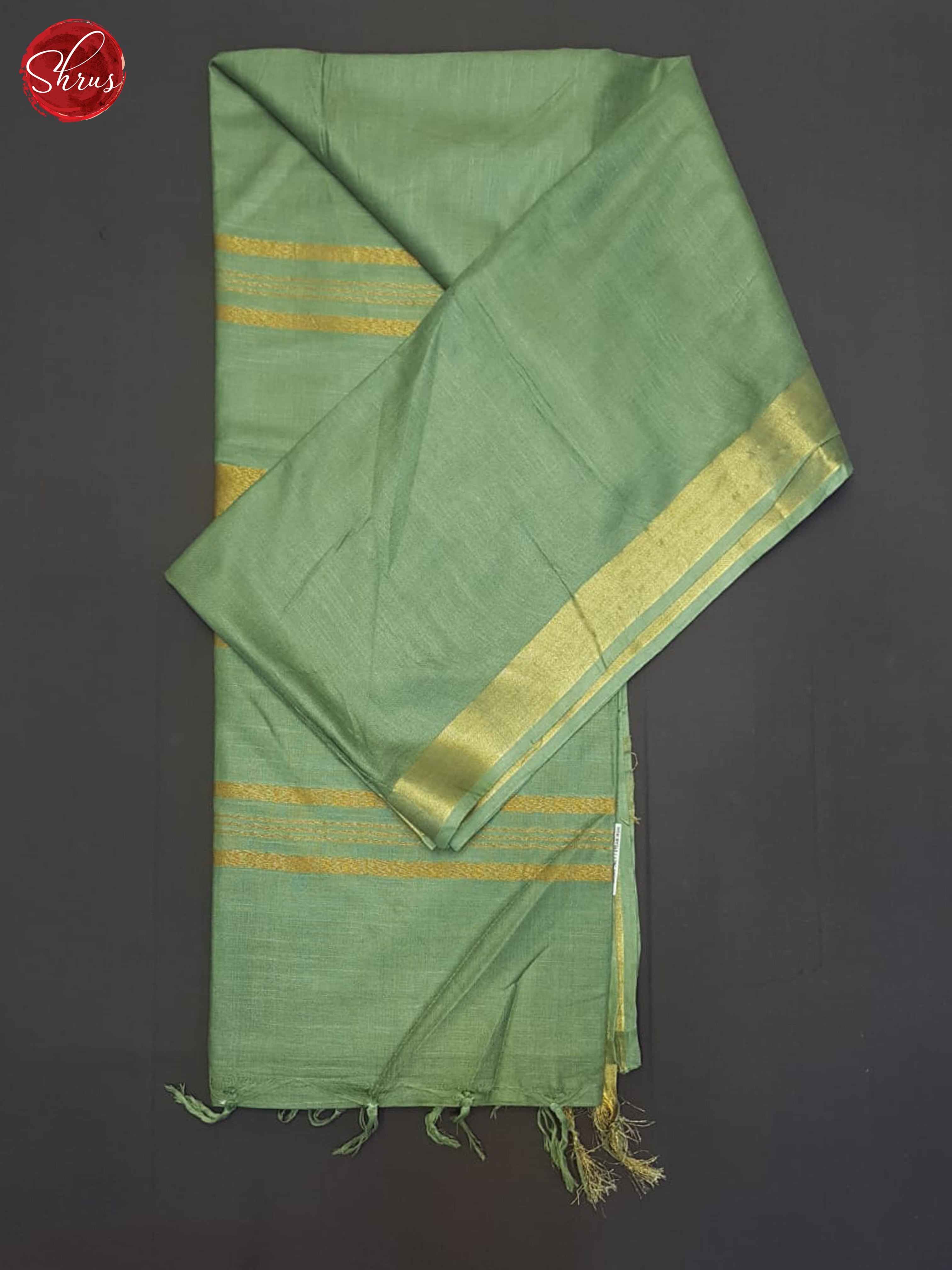 Green(Single Tone)- Linen Cotton Saree - Shop on ShrusEternity.com