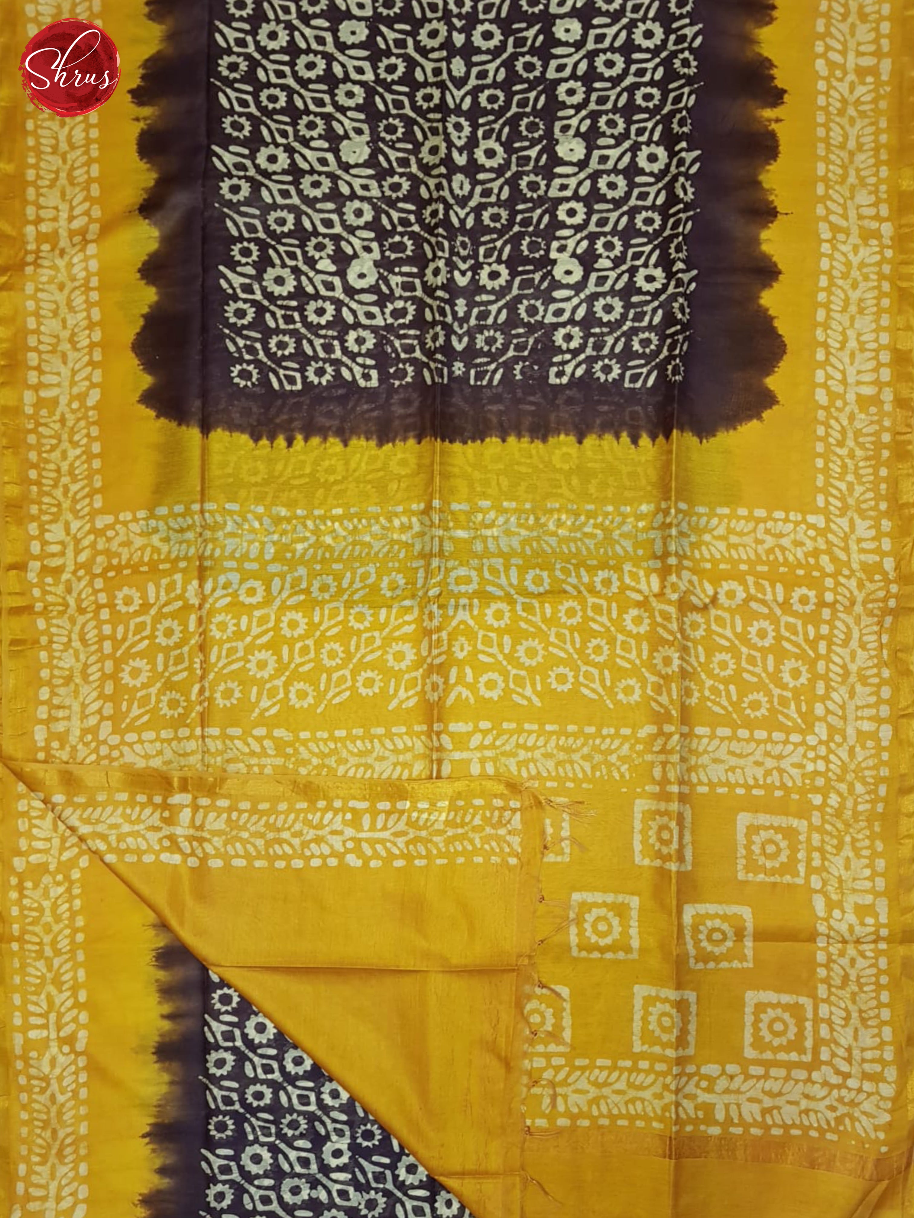 Wine & Yellow- Bhatik Saree - Shop on ShrusEternity.com