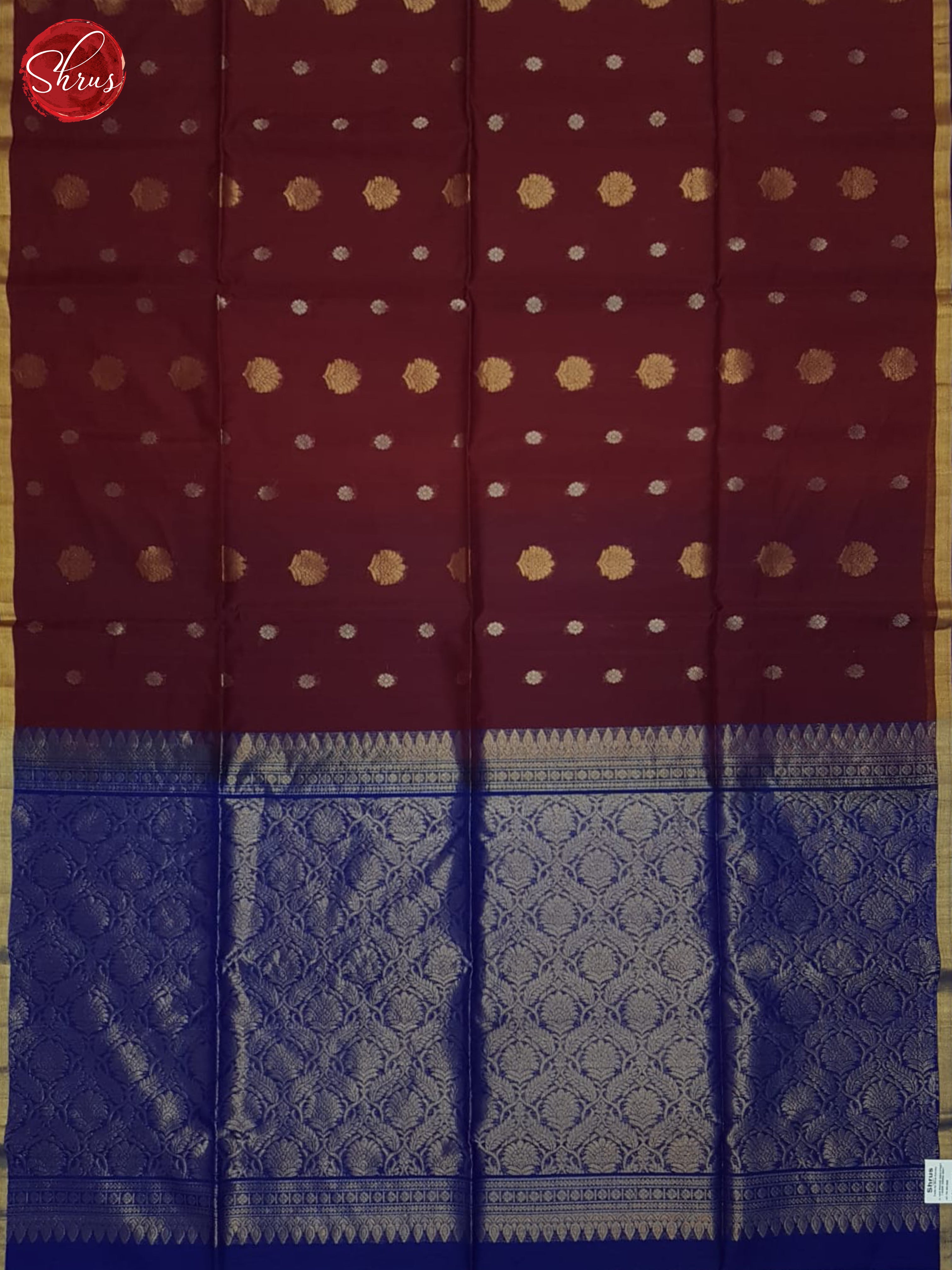 Maroon & Blue  - Silk cotton Saree - Shop on ShrusEternity.com