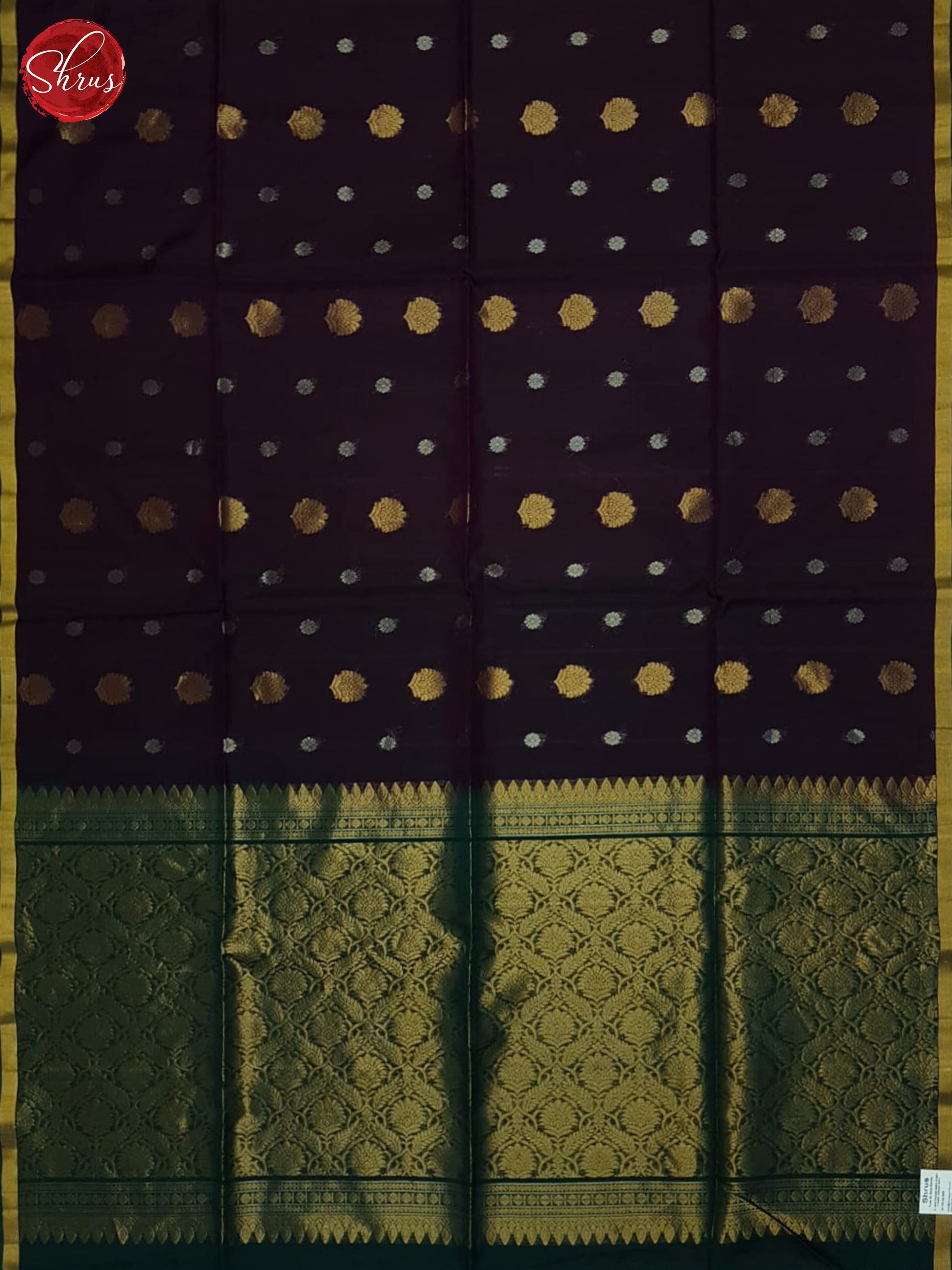 Deep Wine & Green-Silk Cotton Saree - Shop on ShrusEternity.com