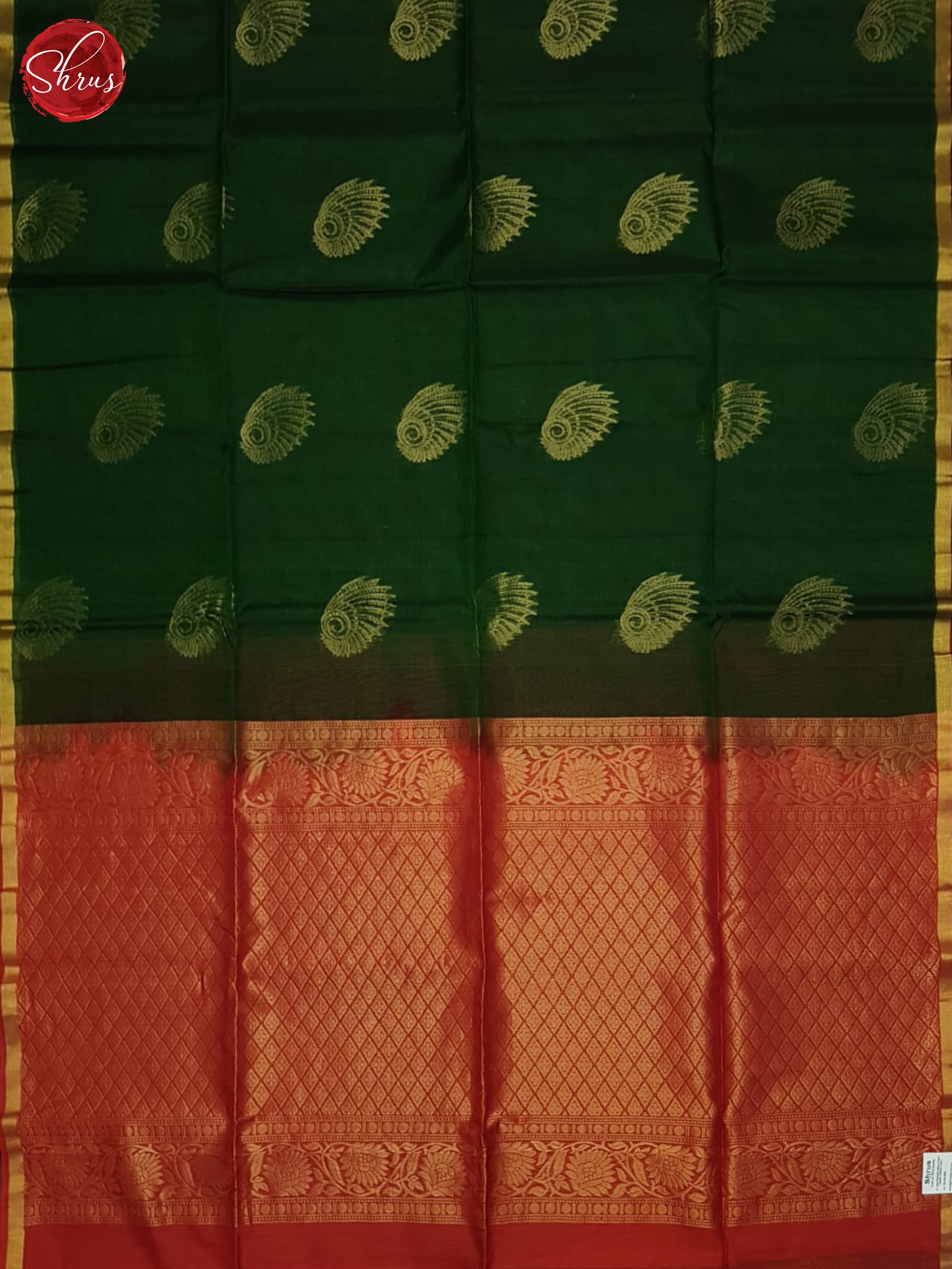 Green & Red - Silk Cotton Saree - Shop on ShrusEternity.com