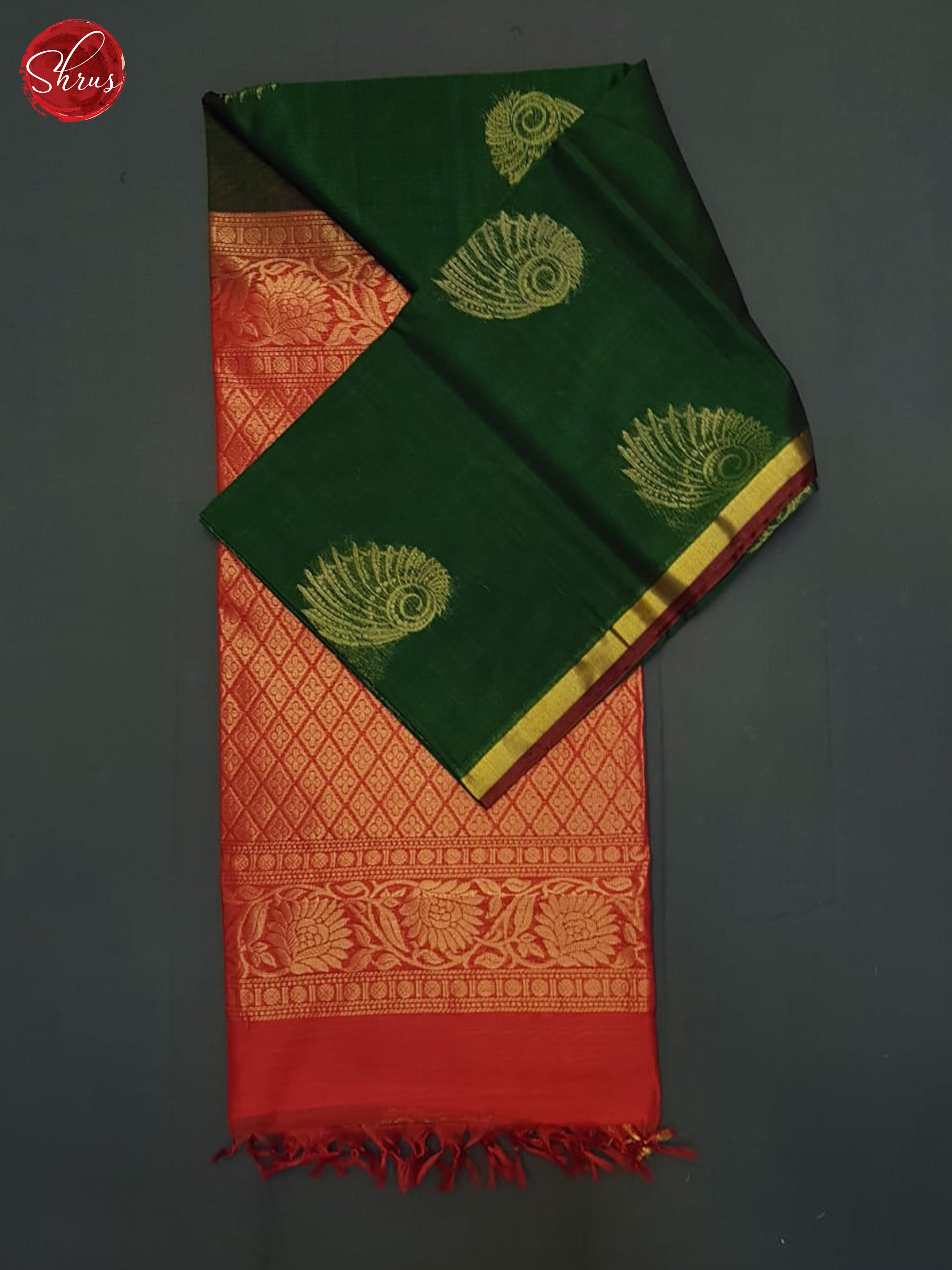 Green & Red - Silk Cotton Saree - Shop on ShrusEternity.com