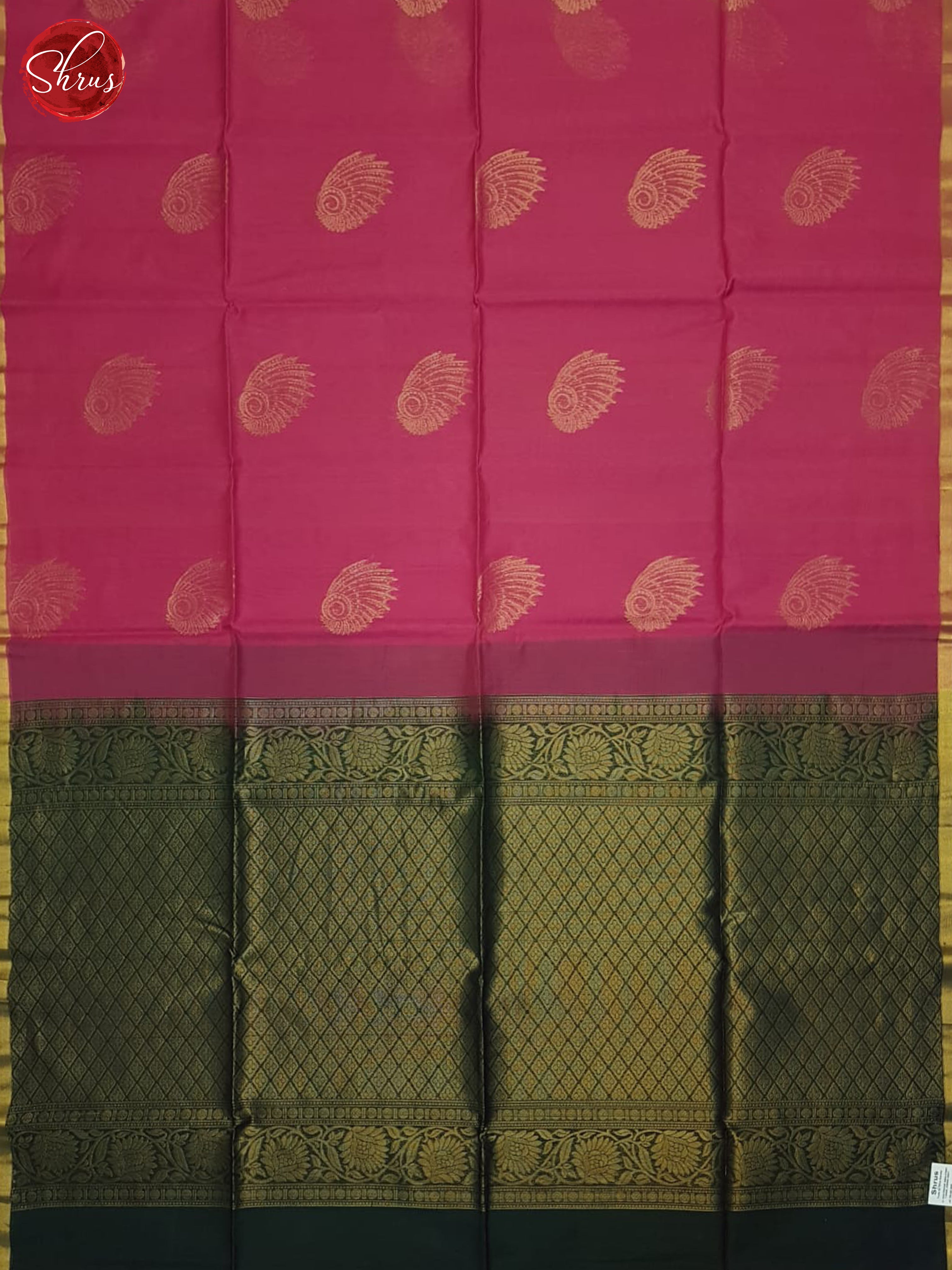 Pink & Green - Silk Cotton Saree - Shop on ShrusEternity.com