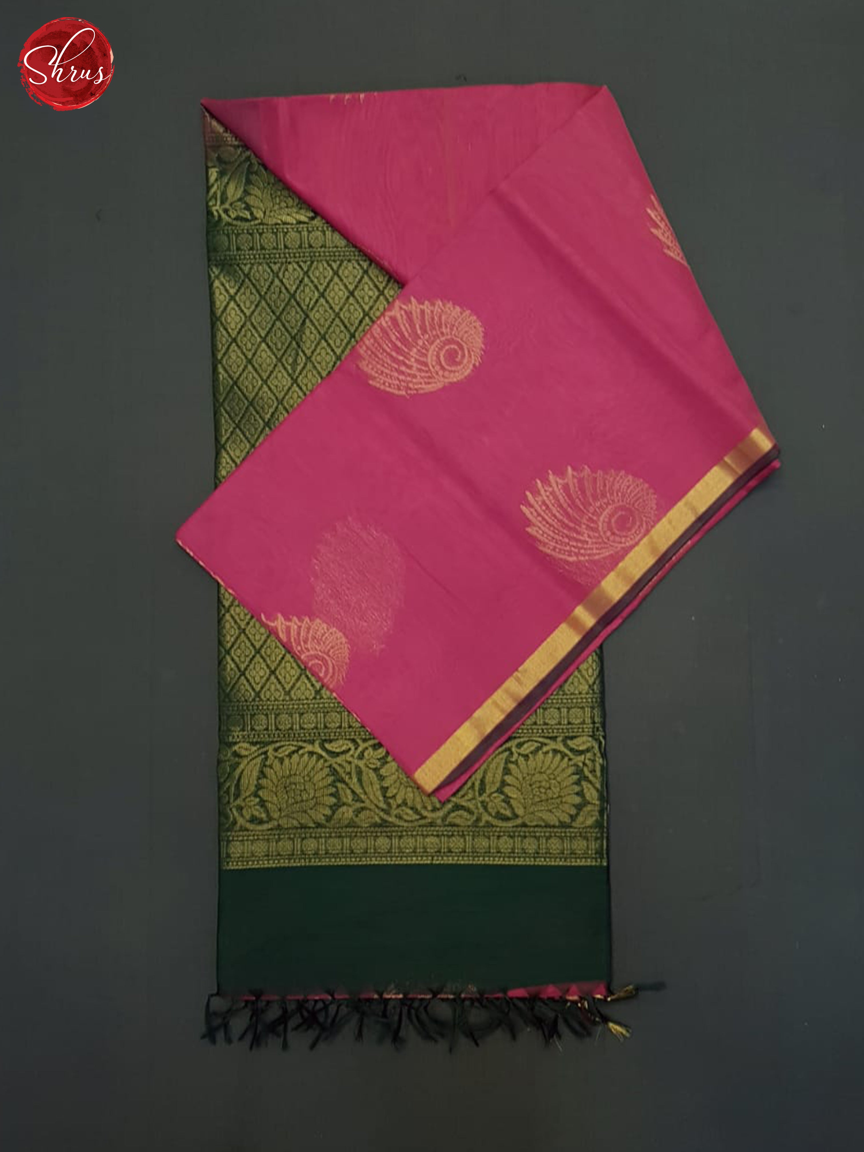 Pink & Green - Silk Cotton Saree - Shop on ShrusEternity.com