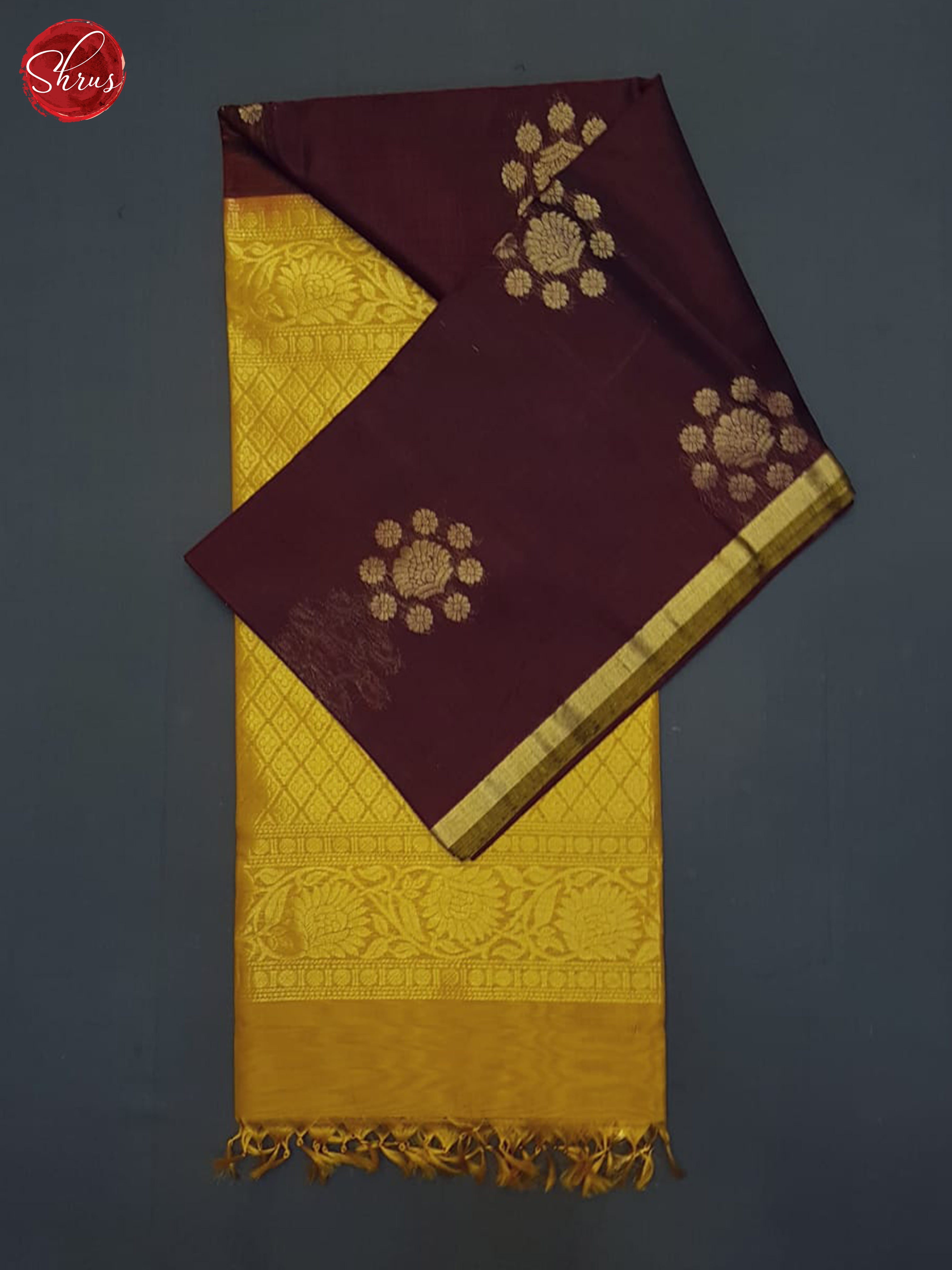 Brown & Mustard - Silk Cotton Saree - Shop on ShrusEternity.com