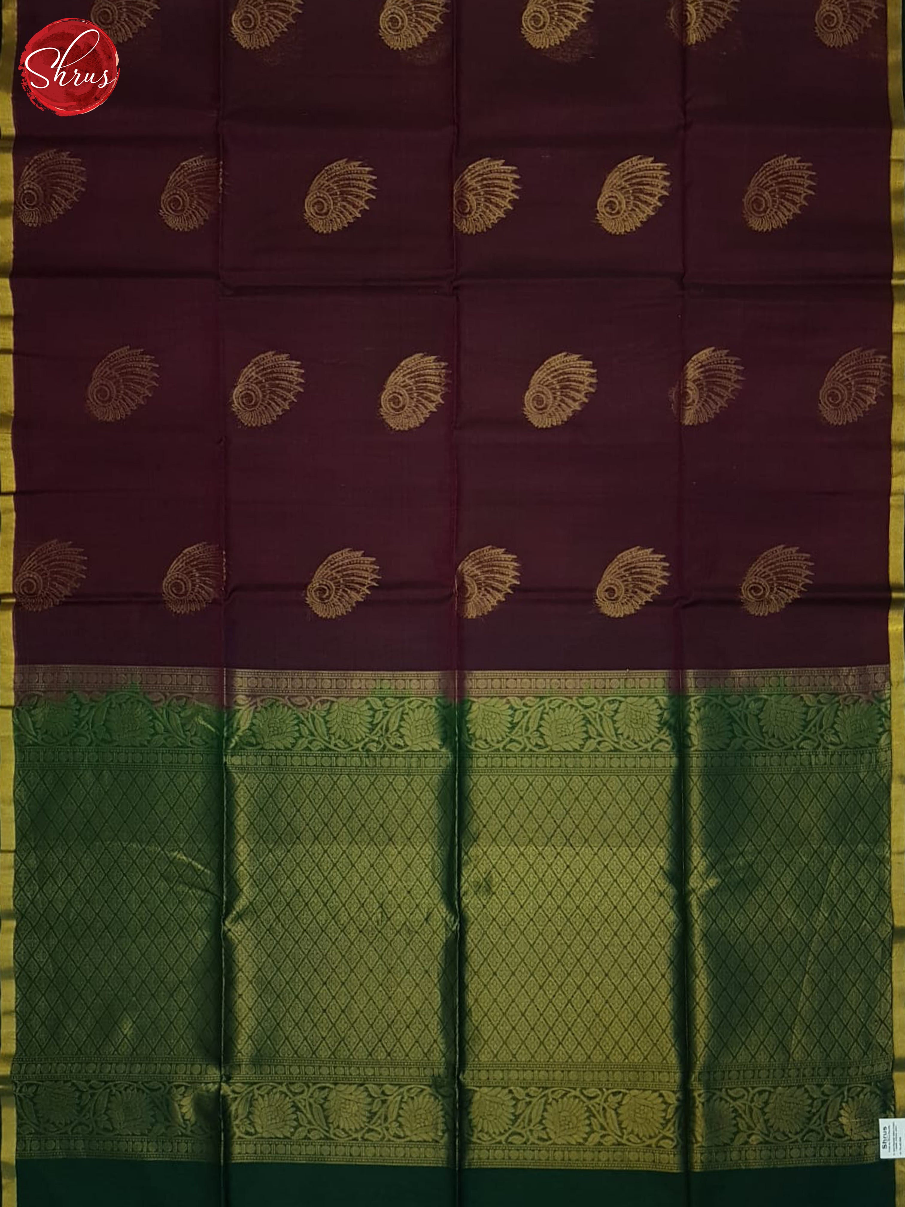 Wine & Green - Silk Cotton Saree - Shop on ShrusEternity.com