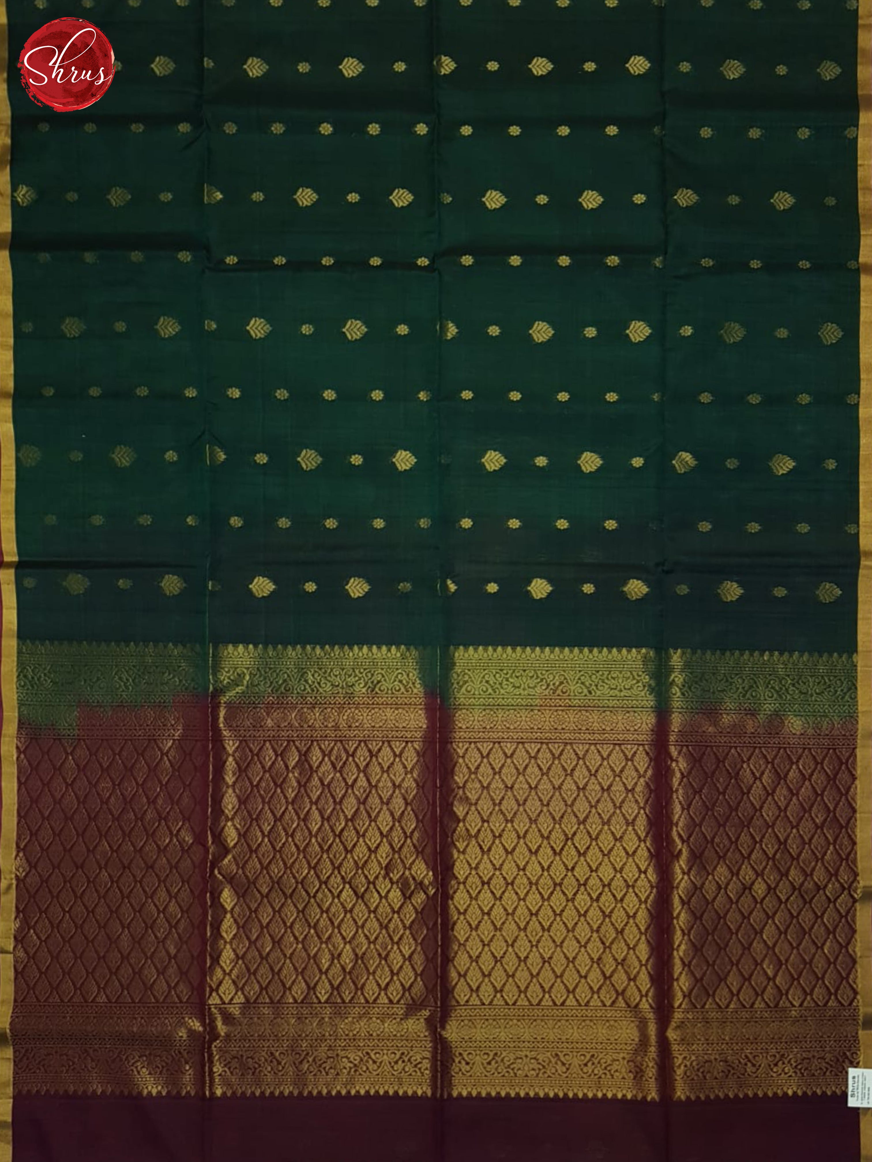 Green & Wine - Silk Cotton Saree - Shop on ShrusEternity.com