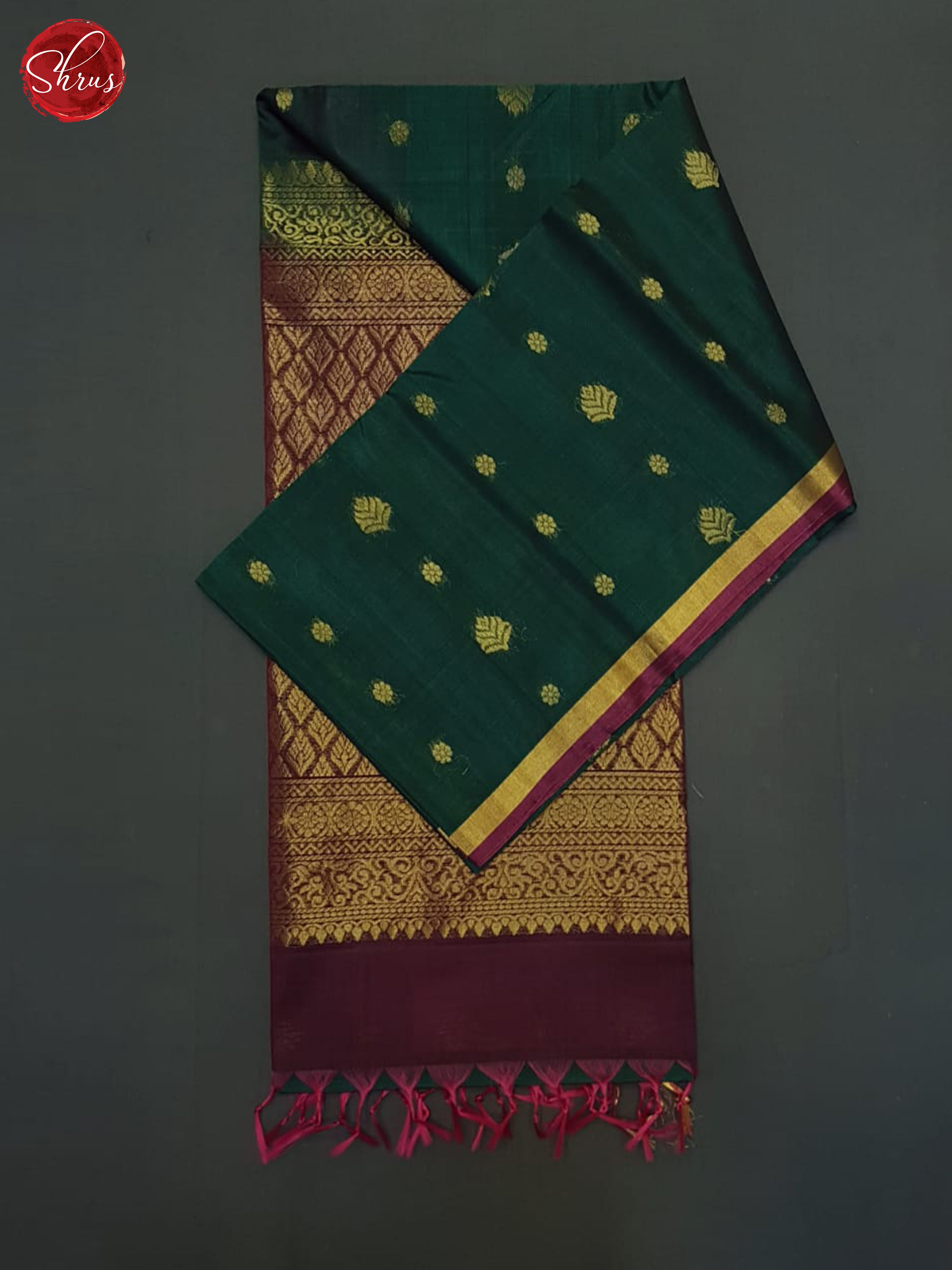 Green & Wine - Silk Cotton Saree - Shop on ShrusEternity.com