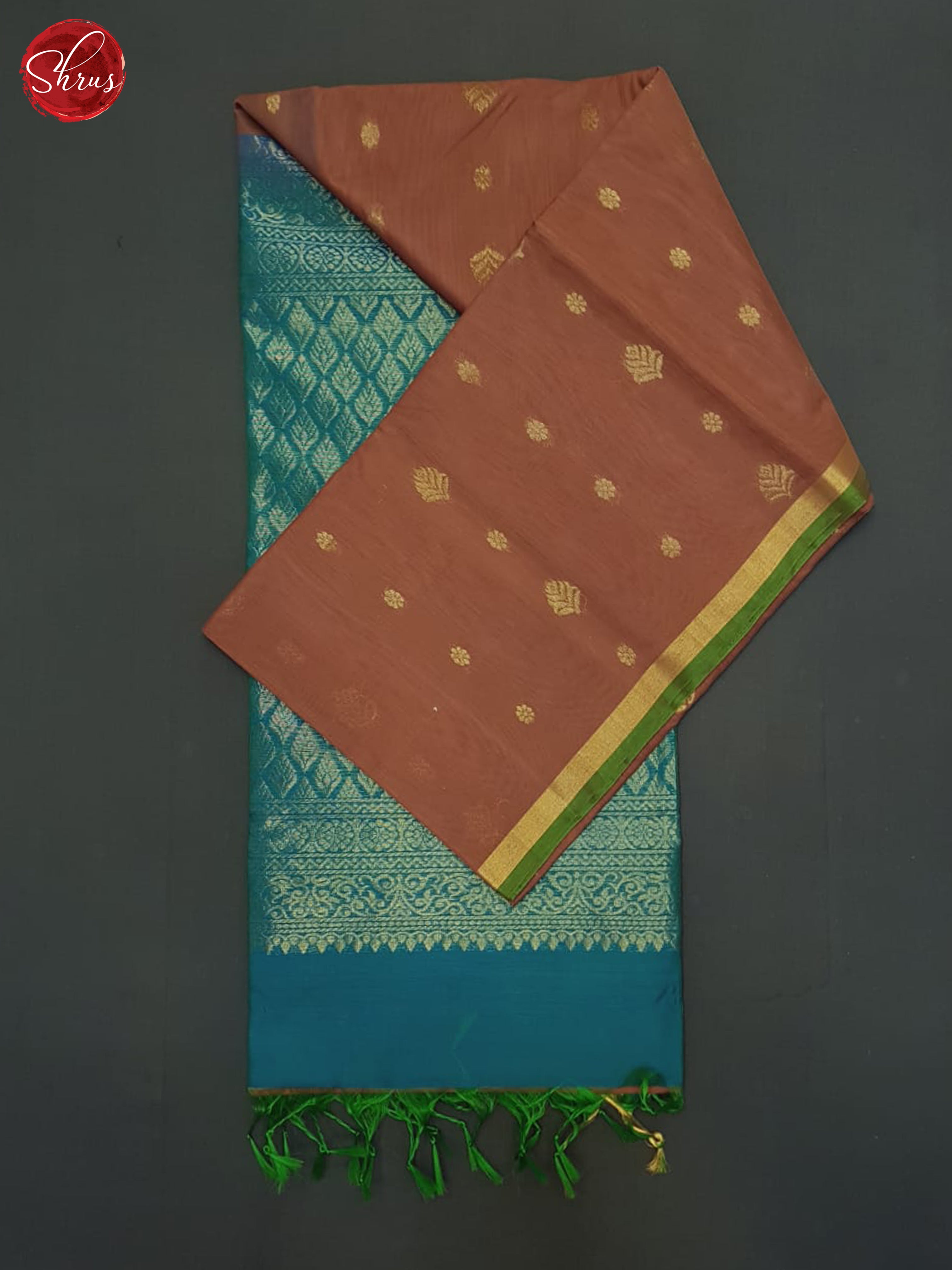 Brown & Blue- silk Cotton saree - Shop on ShrusEternity.com