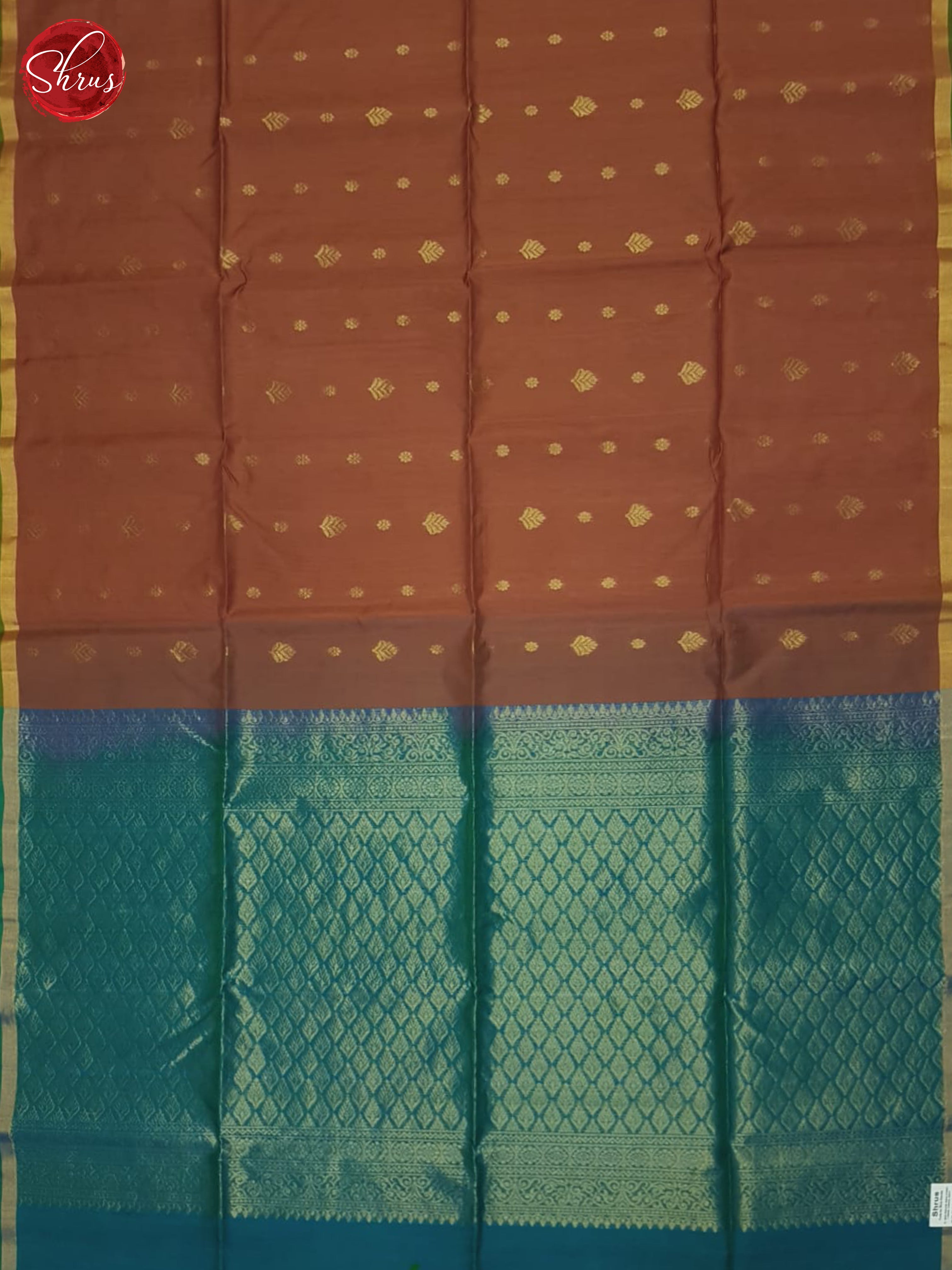Brown & Blue- silk Cotton saree - Shop on ShrusEternity.com