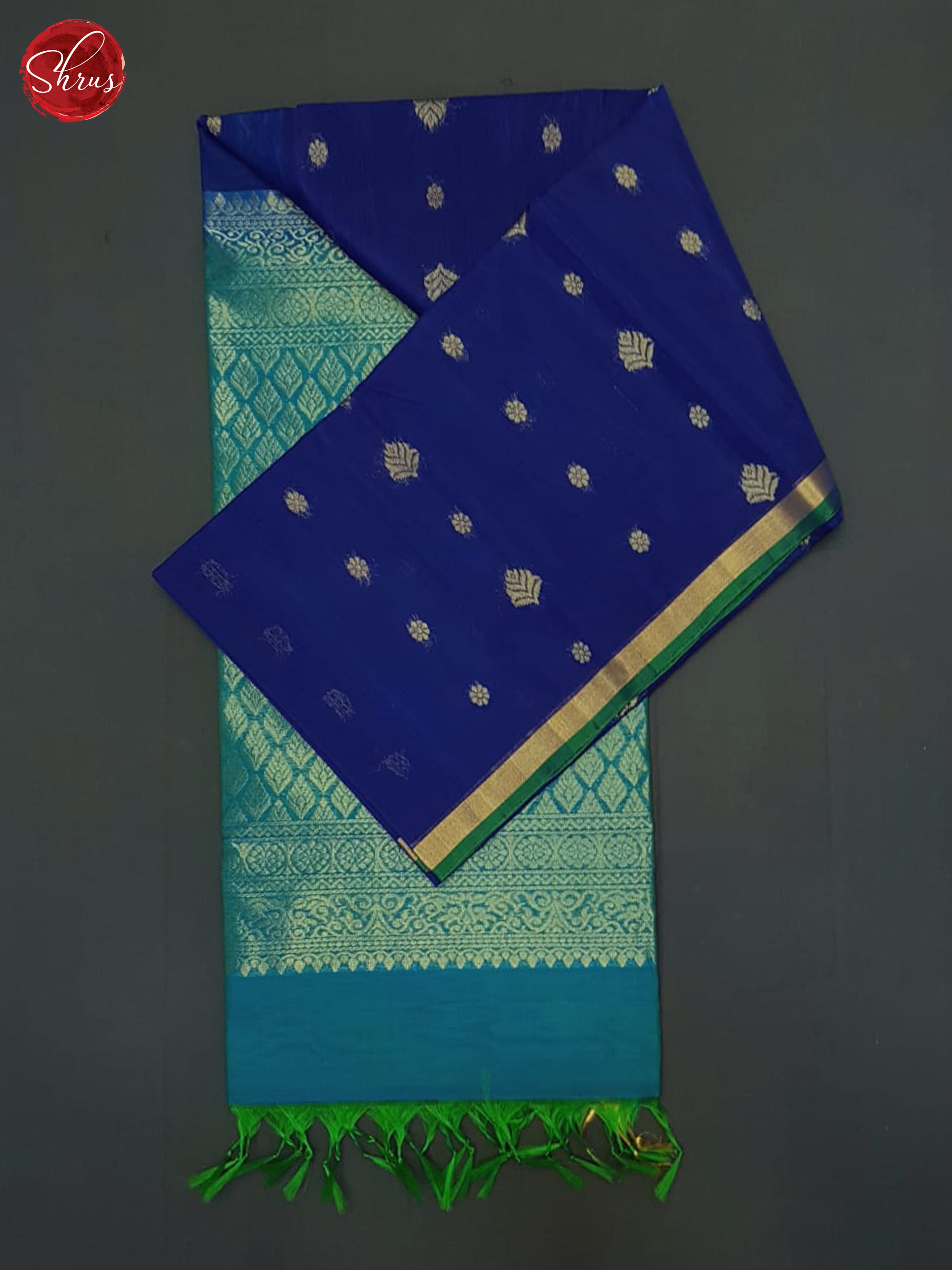 Blue& Teal  - Silk Cotton Saree - Shop on ShrusEternity.com