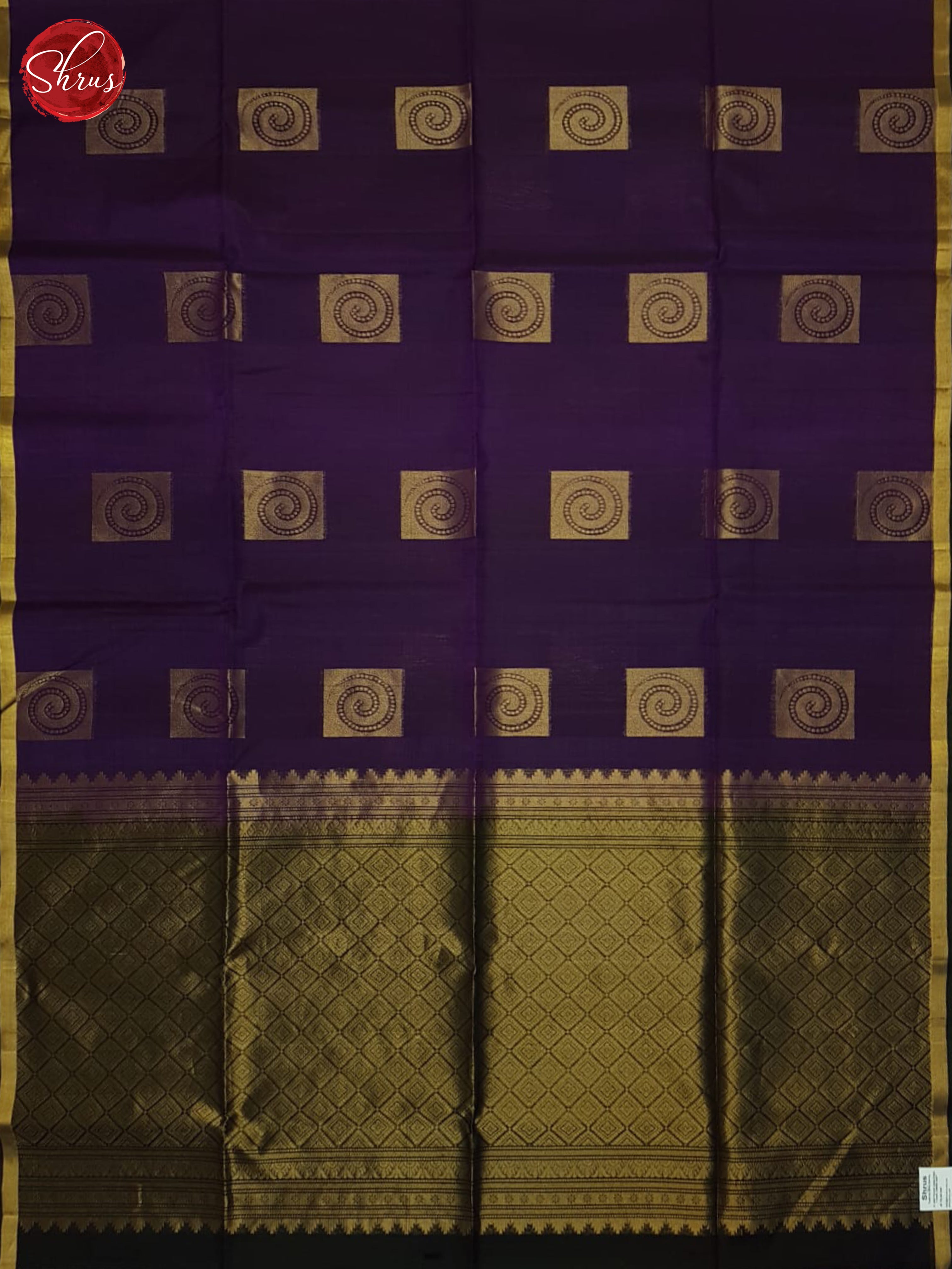 Purple & Green- Silk Cotton Saree - Shop on ShrusEternity.com