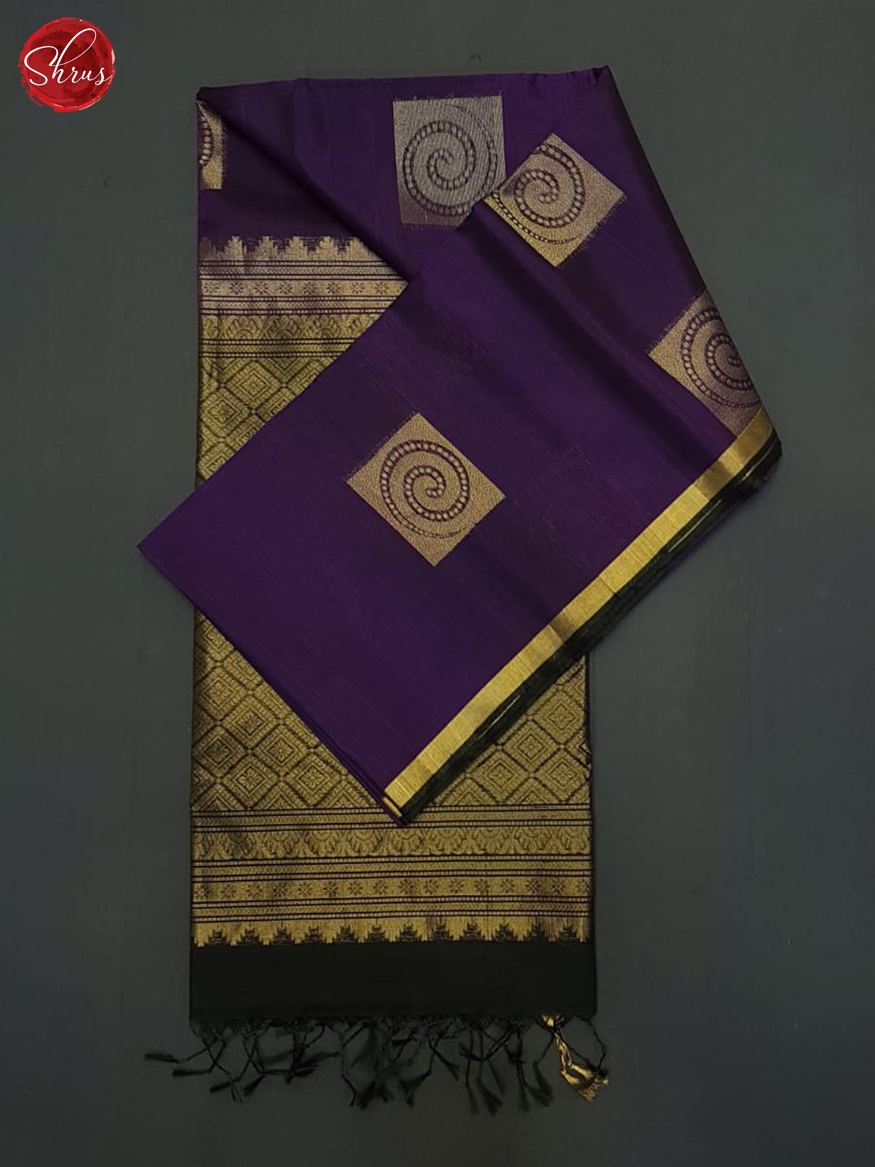 Purple & Green- Silk Cotton Saree - Shop on ShrusEternity.com