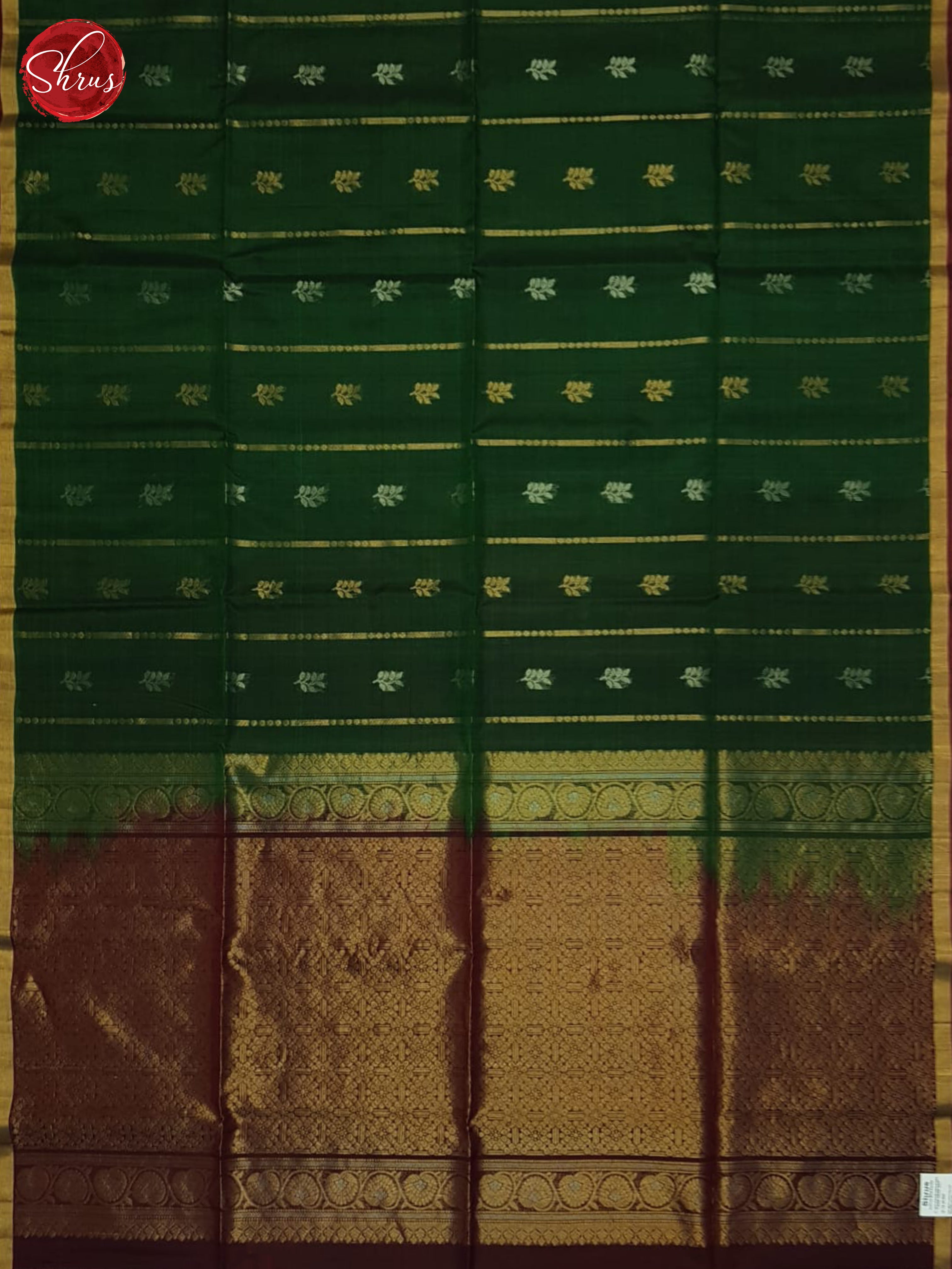 Green & Maroon  - Silk Cotton Saree - Shop on ShrusEternity.com