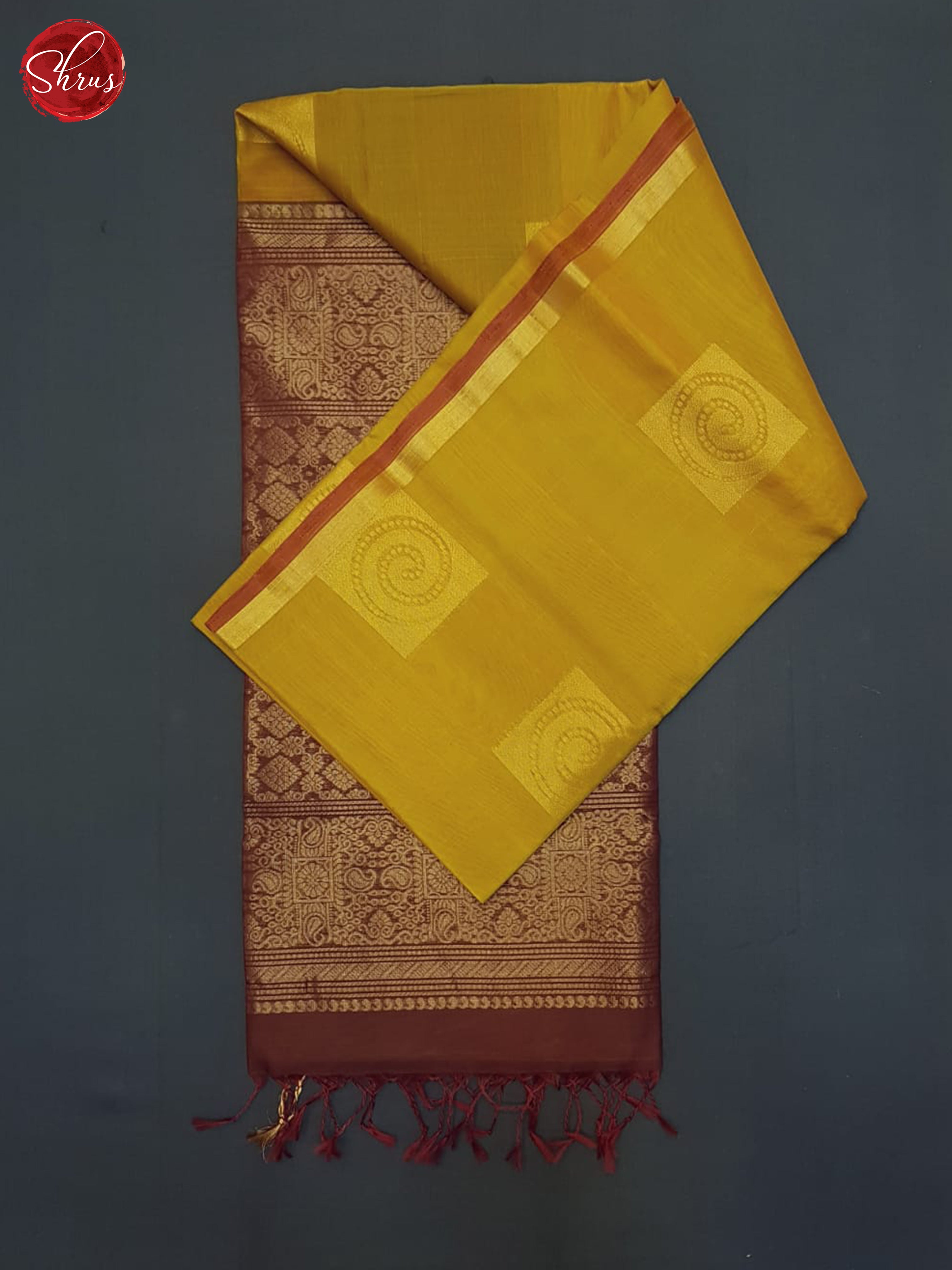 Mustard & Maroon - Silk Cotton Saree - Shop on ShrusEternity.com