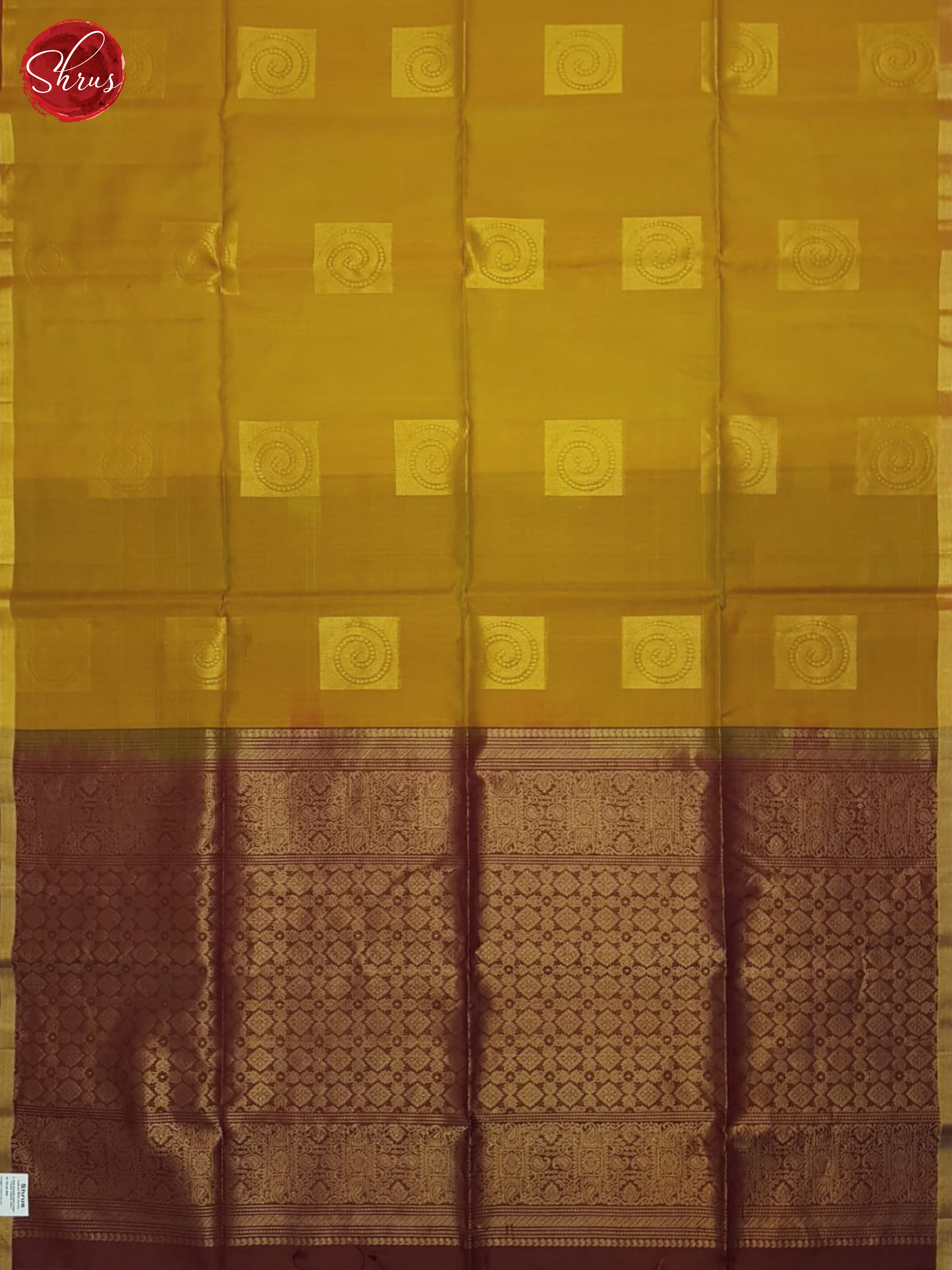 Mustard & Maroon - Silk Cotton Saree - Shop on ShrusEternity.com