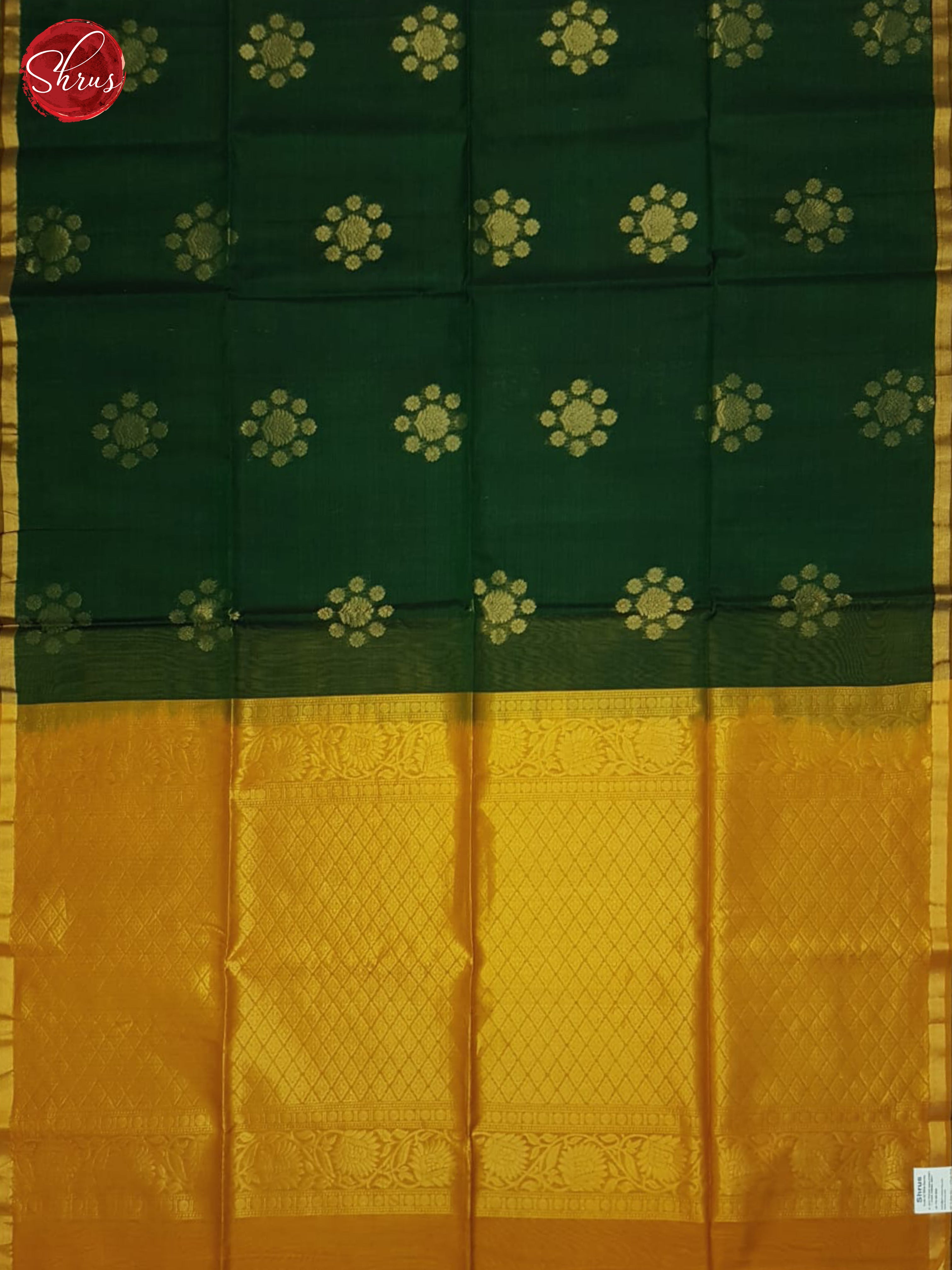 Green & Mambala Yellow - Silk Cotton Saree - Shop on ShrusEternity.com