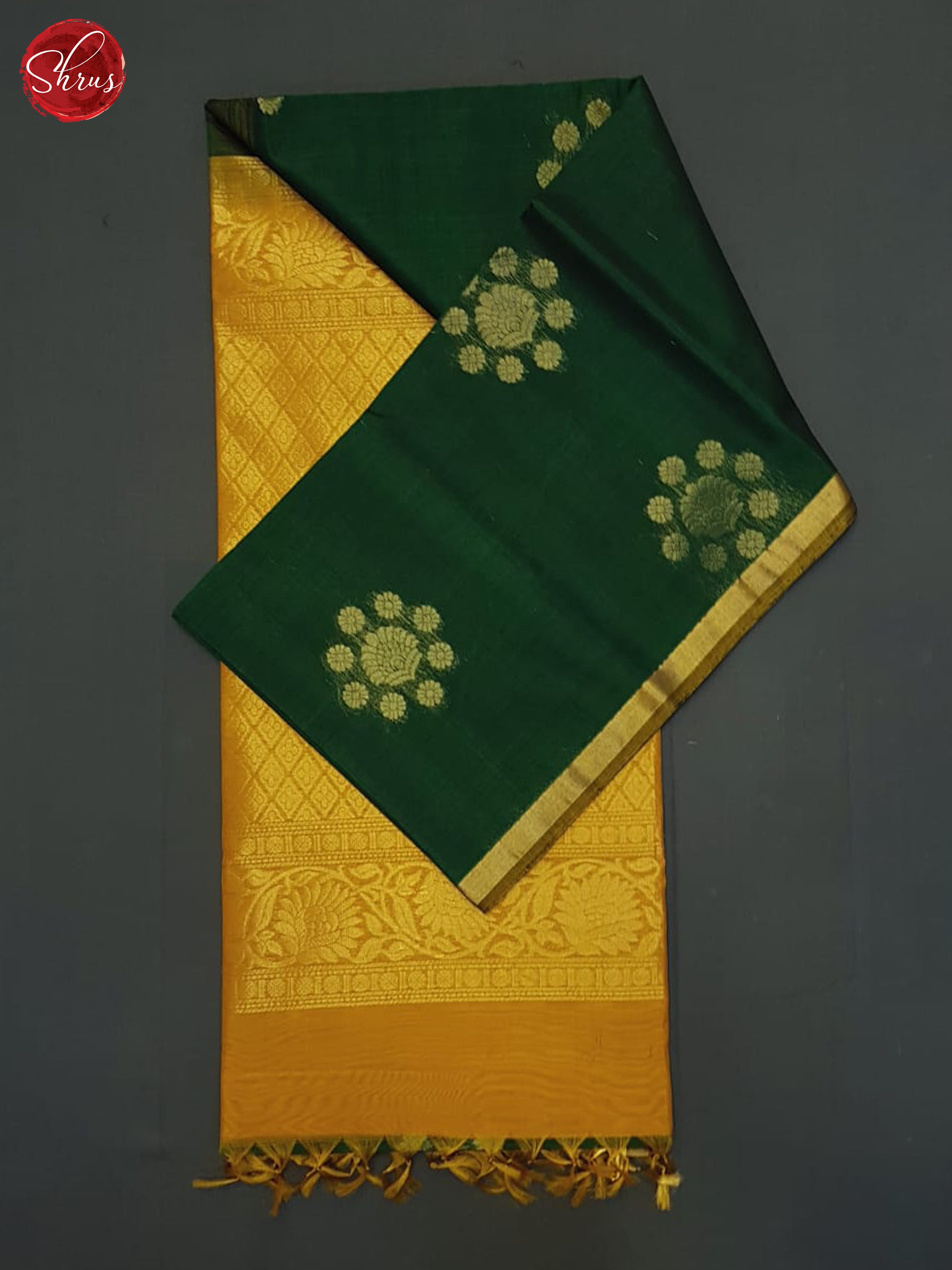 Green & Mambala Yellow - Silk Cotton Saree - Shop on ShrusEternity.com