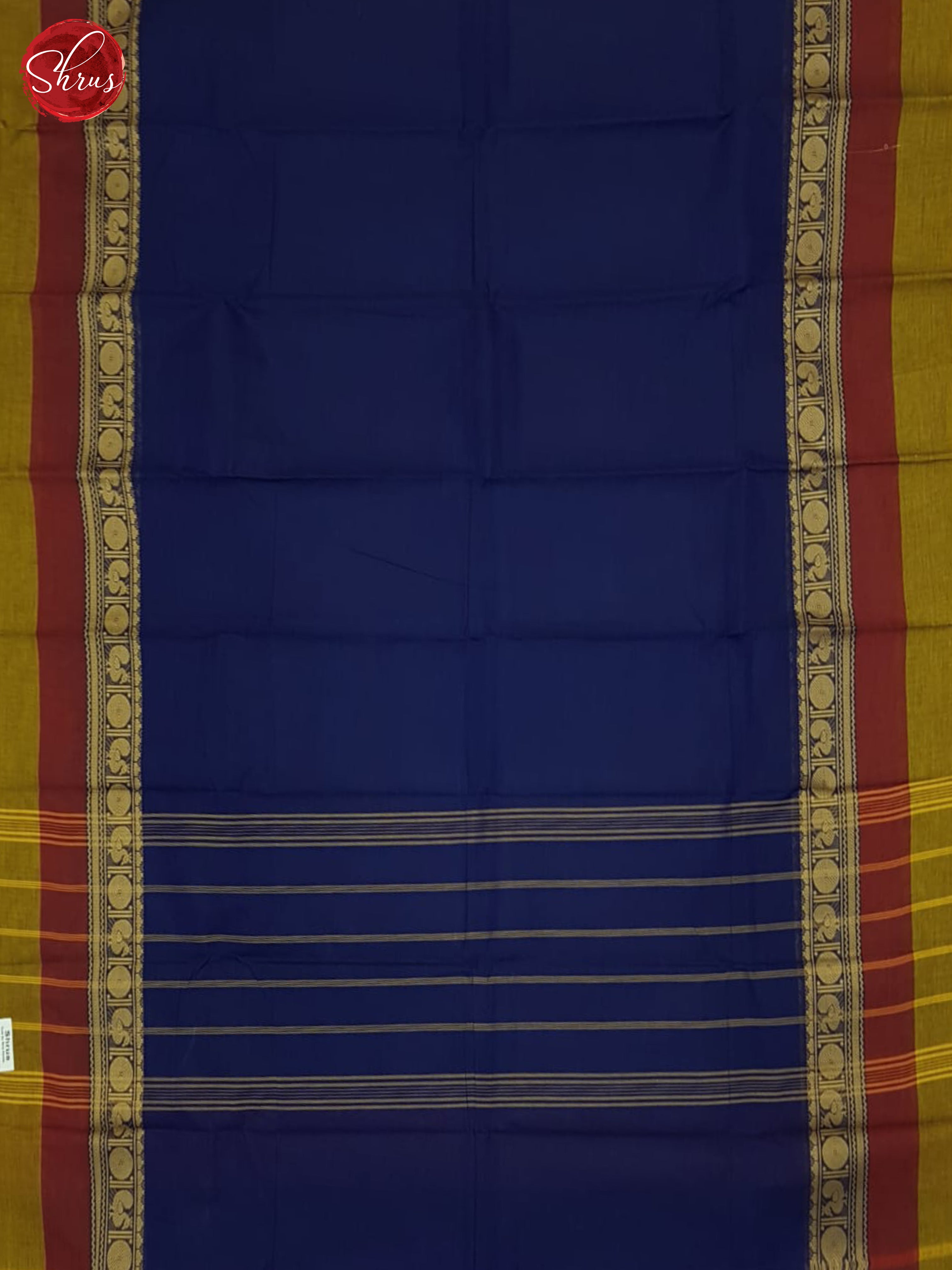 Blue & Mustard - Chettinad Cotton Saree - Shop on ShrusEternity.com