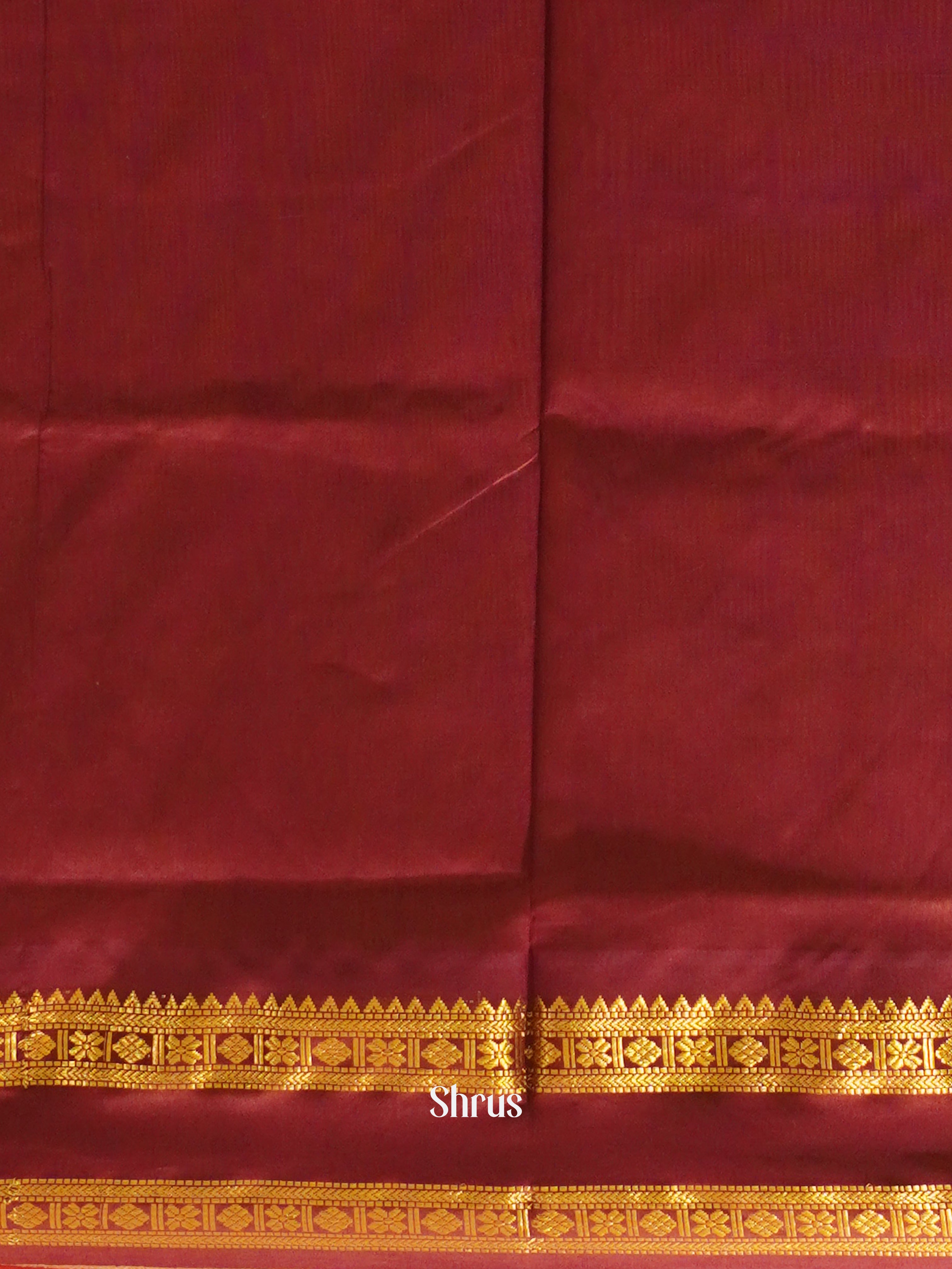 Beige And Brown- Silk Cotton half-pure Saree