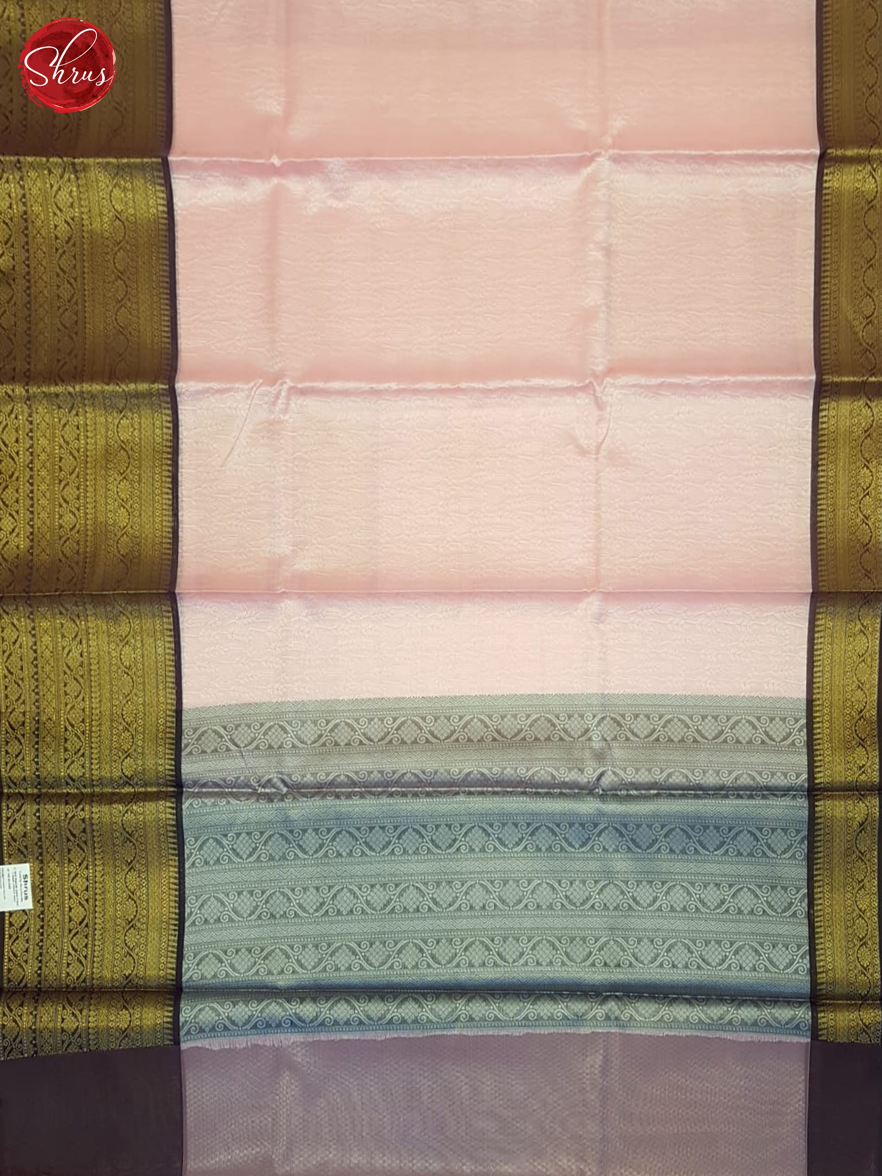 Baby Pink and Brown - Tanchoi Semi Silk Saree - Shop on ShrusEternity.com