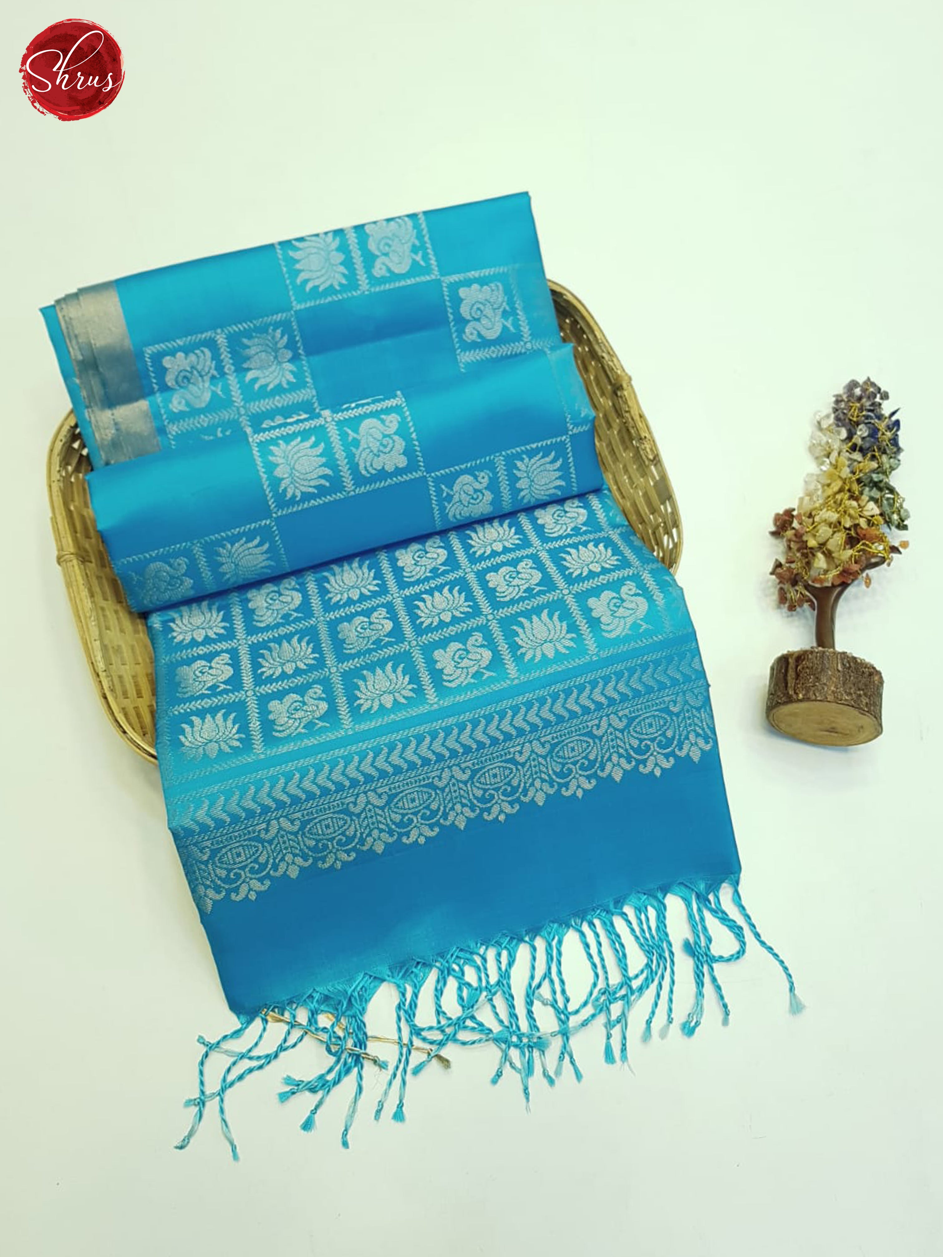 Blue(Single Tone)- Soft Silk Saree - Shop on ShrusEternity.com