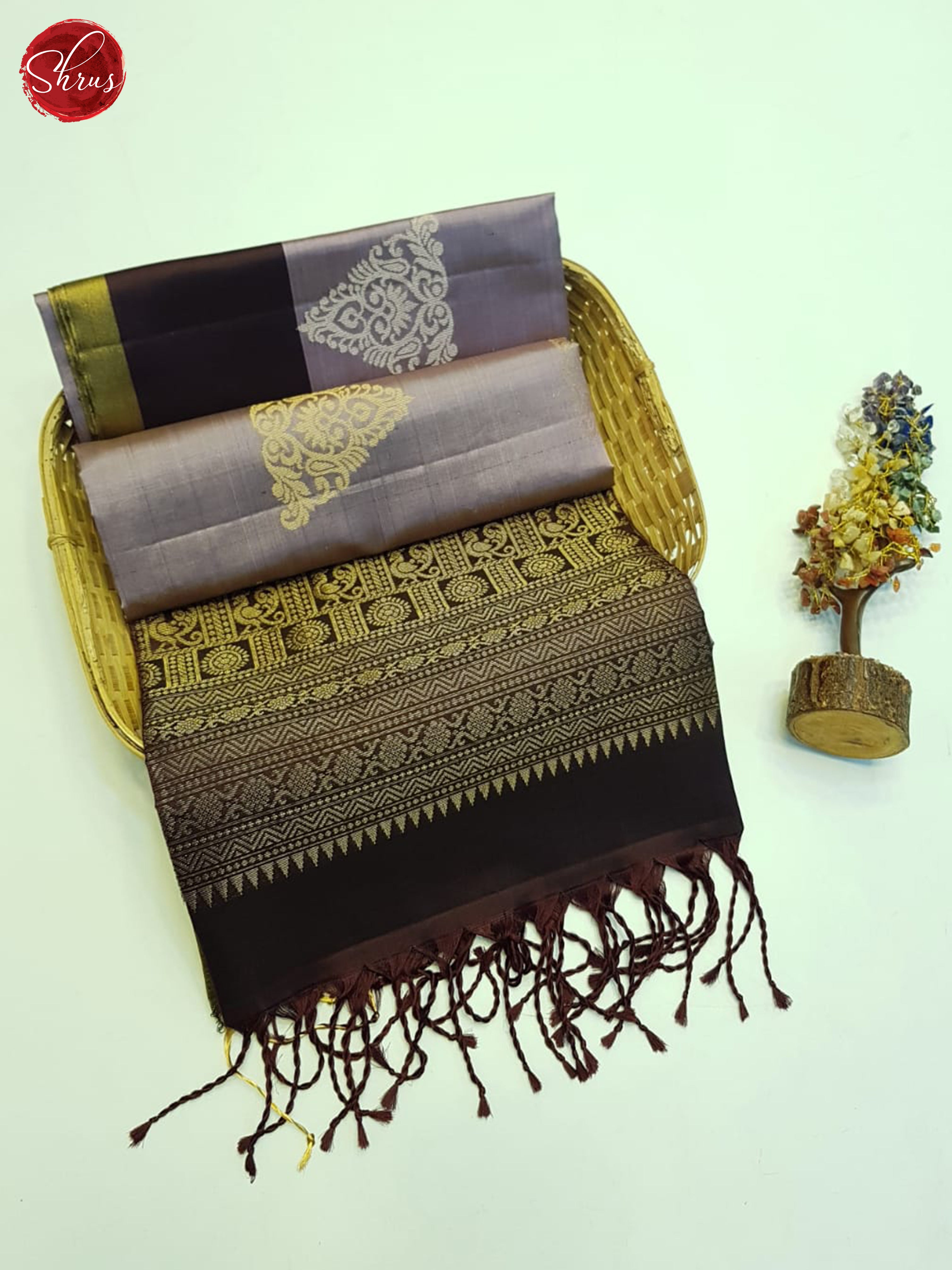 Dusty Lavender And Brown- Soft Silk Saree - Shop on ShrusEternity.com