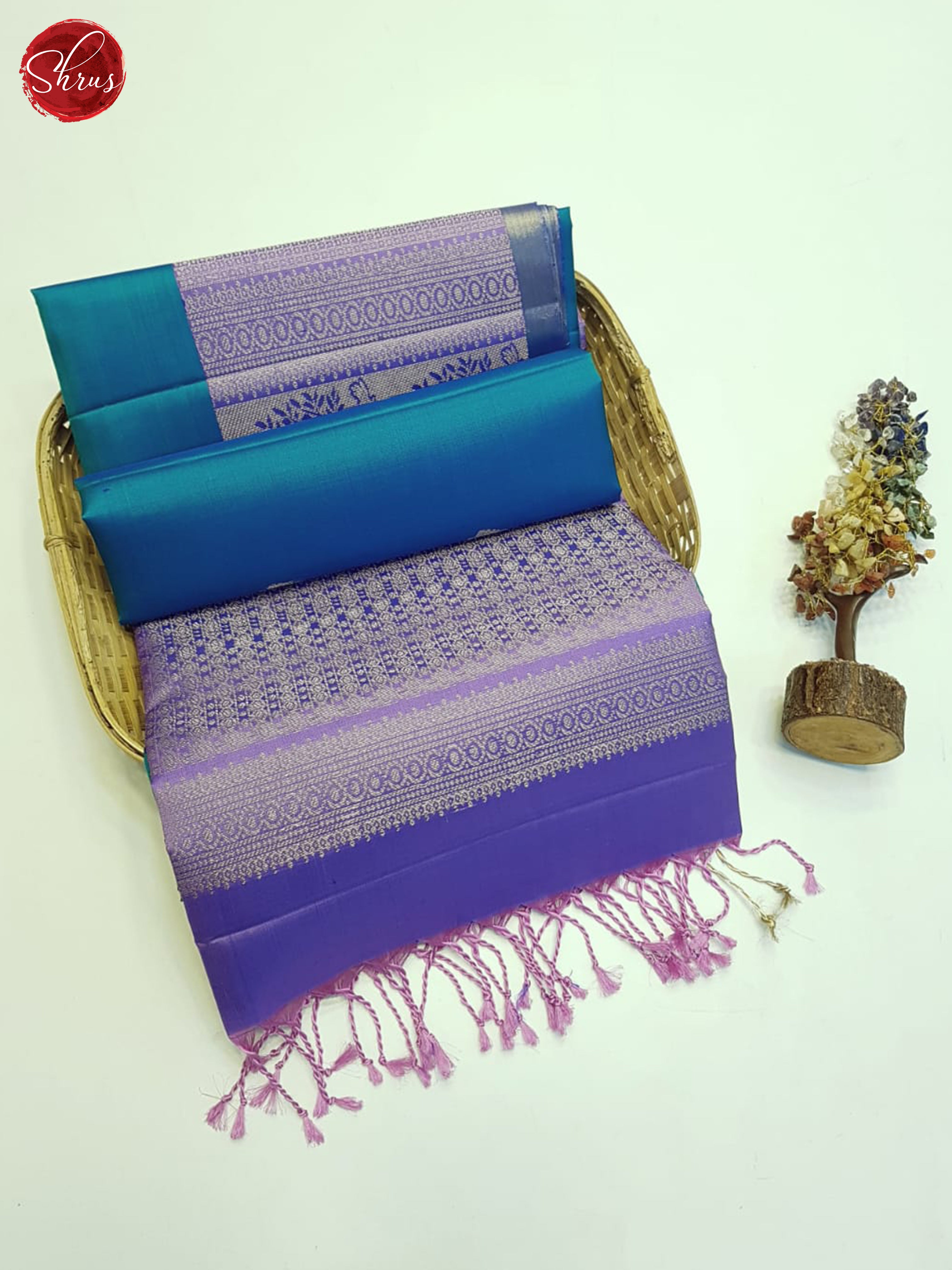 Blue And Lavender- Soft Silk Saree - Shop on ShrusEternity.com