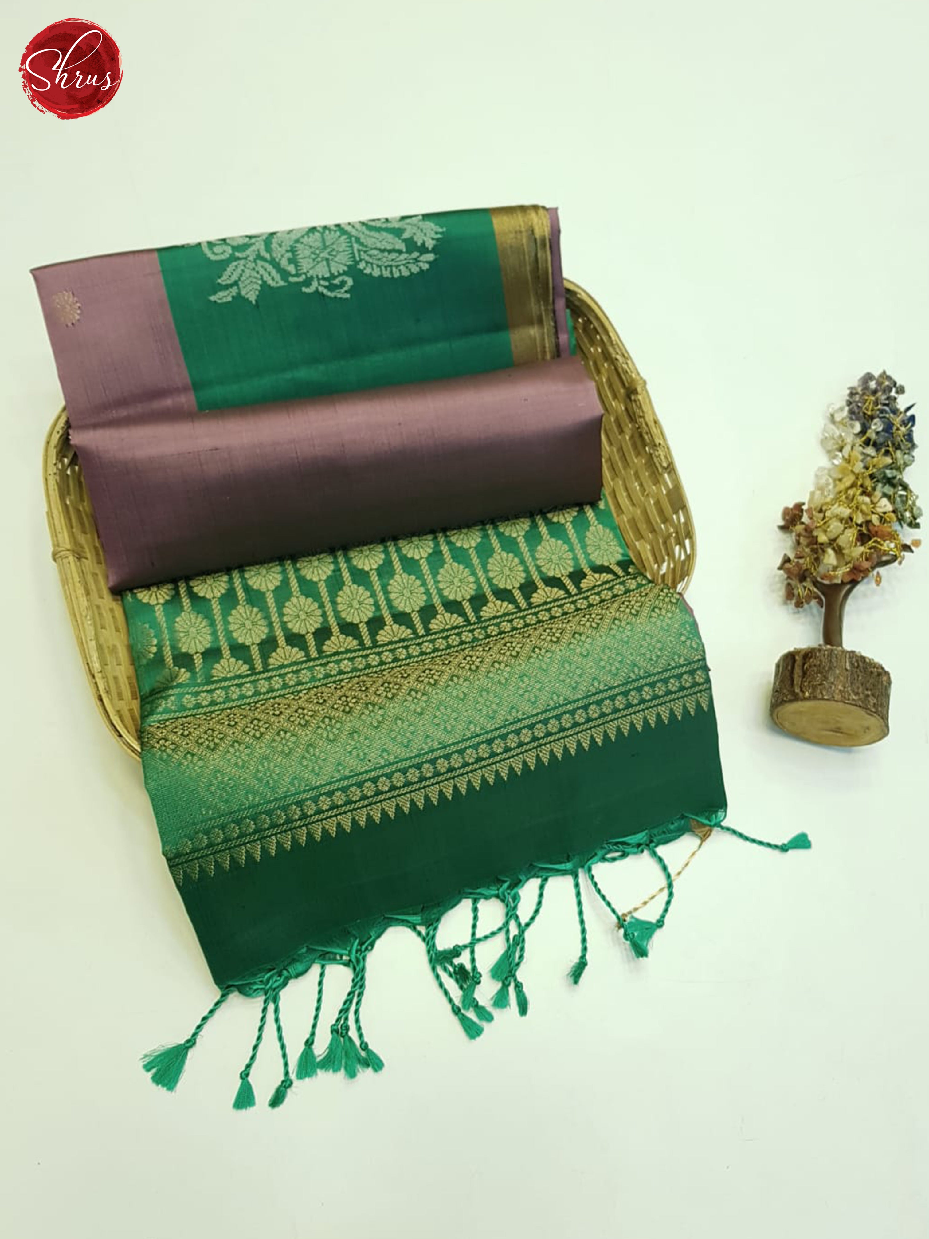 Lavender And Green- Soft Silk Saree - Shop on ShrusEternity.com