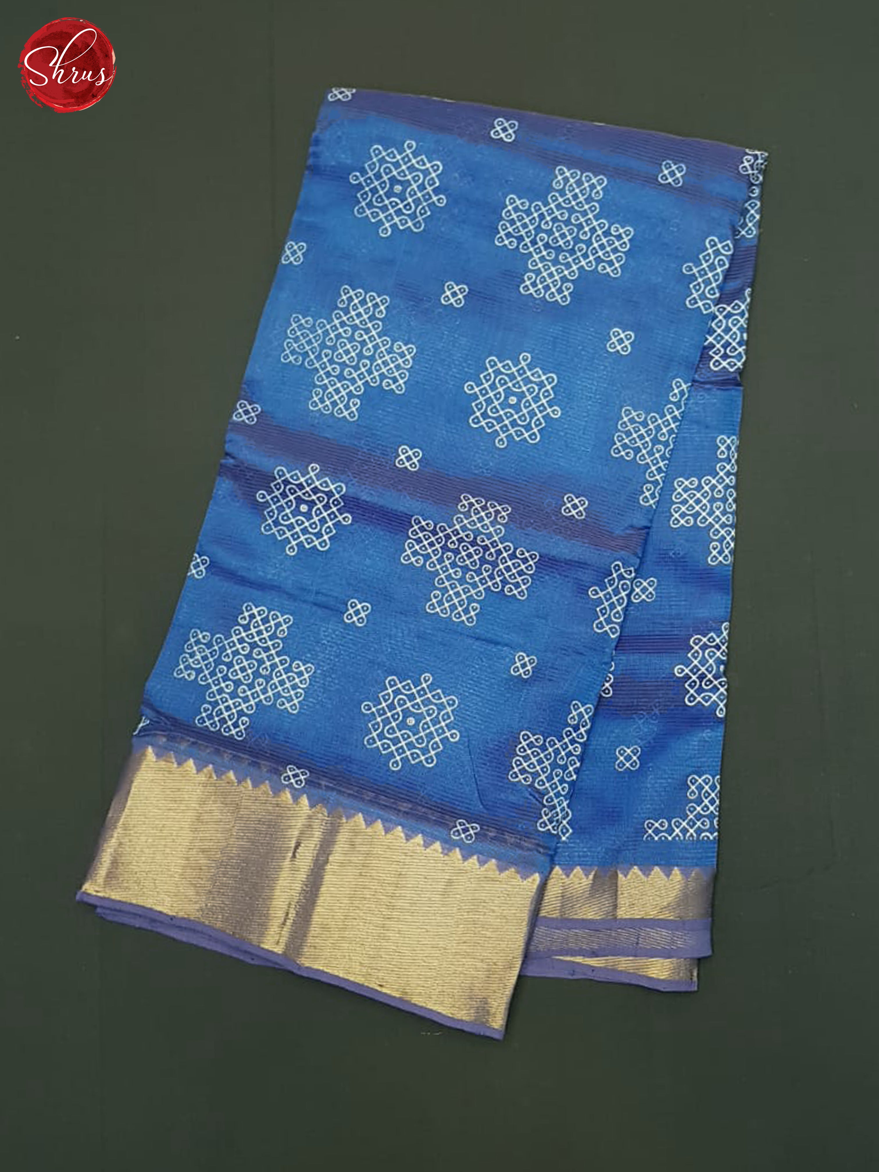 Blue & Purple - Mangalagiri silkcotton Saree - Shop on ShrusEternity.com