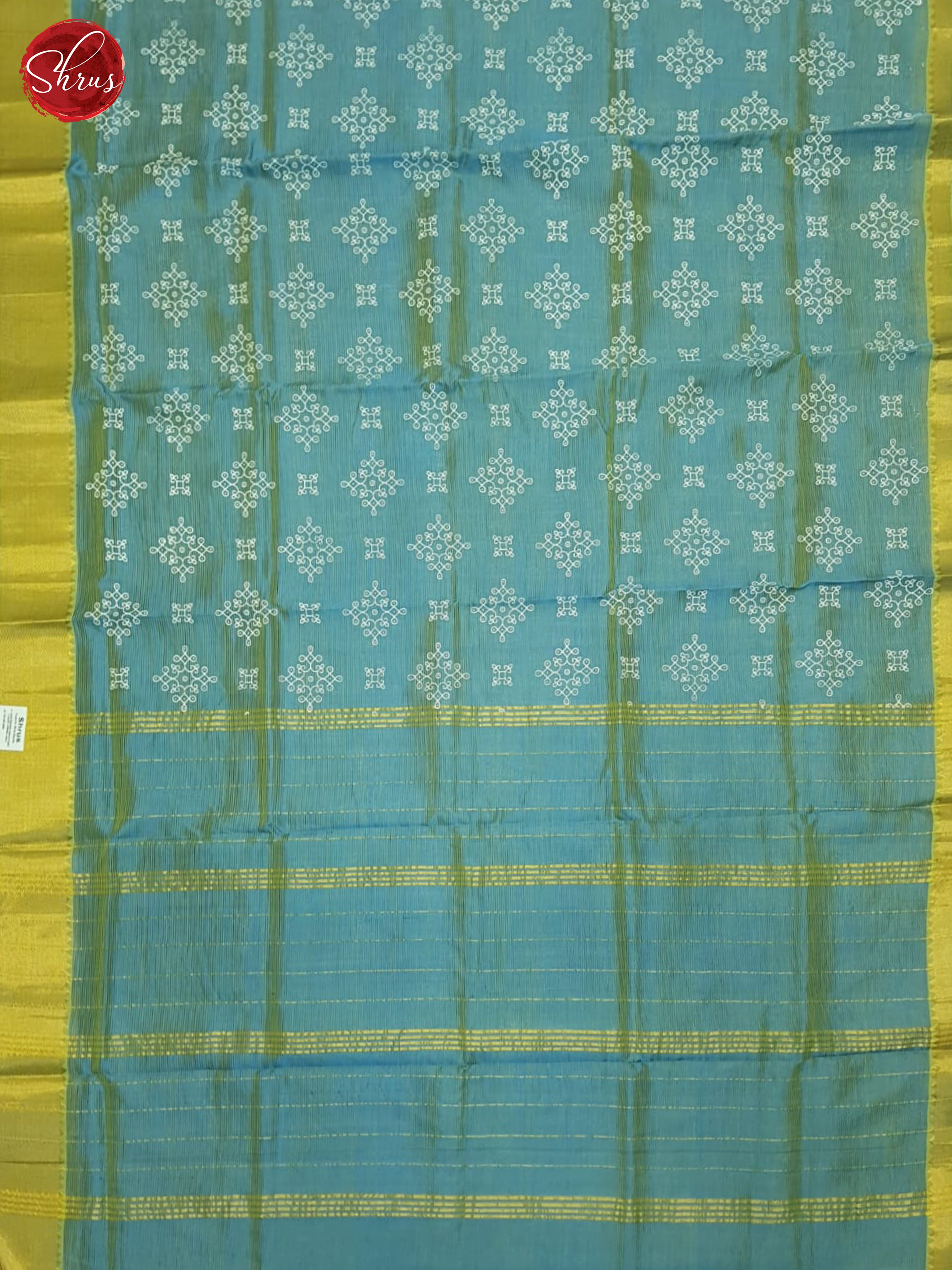 Bluish Green(Single Tone) - Mangalagiri silkcotton Saree - Shop on ShrusEternity.com