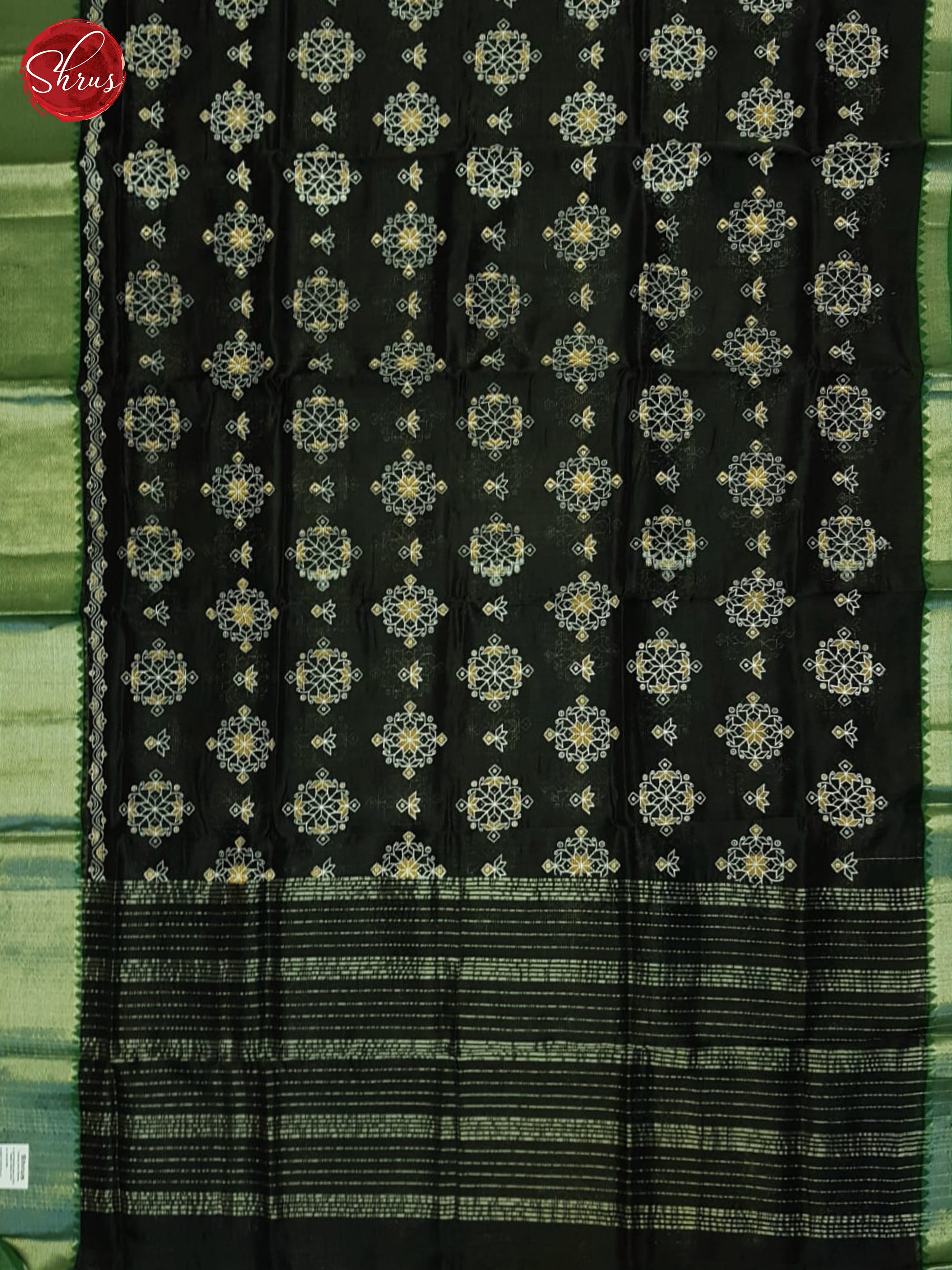 black & Green - Mangalagiri silkcotton Saree - Shop on ShrusEternity.com