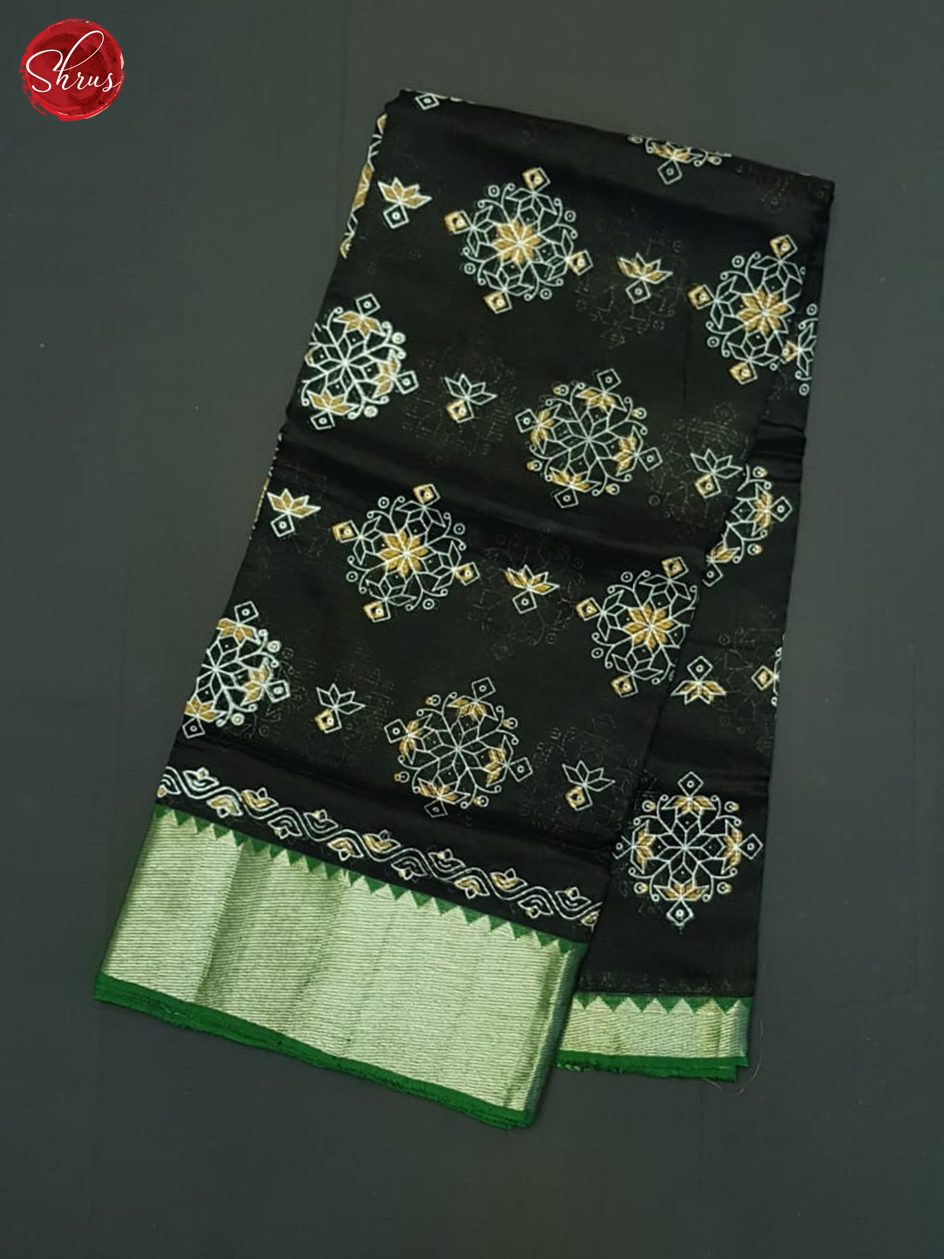 black & Green - Mangalagiri silkcotton Saree - Shop on ShrusEternity.com