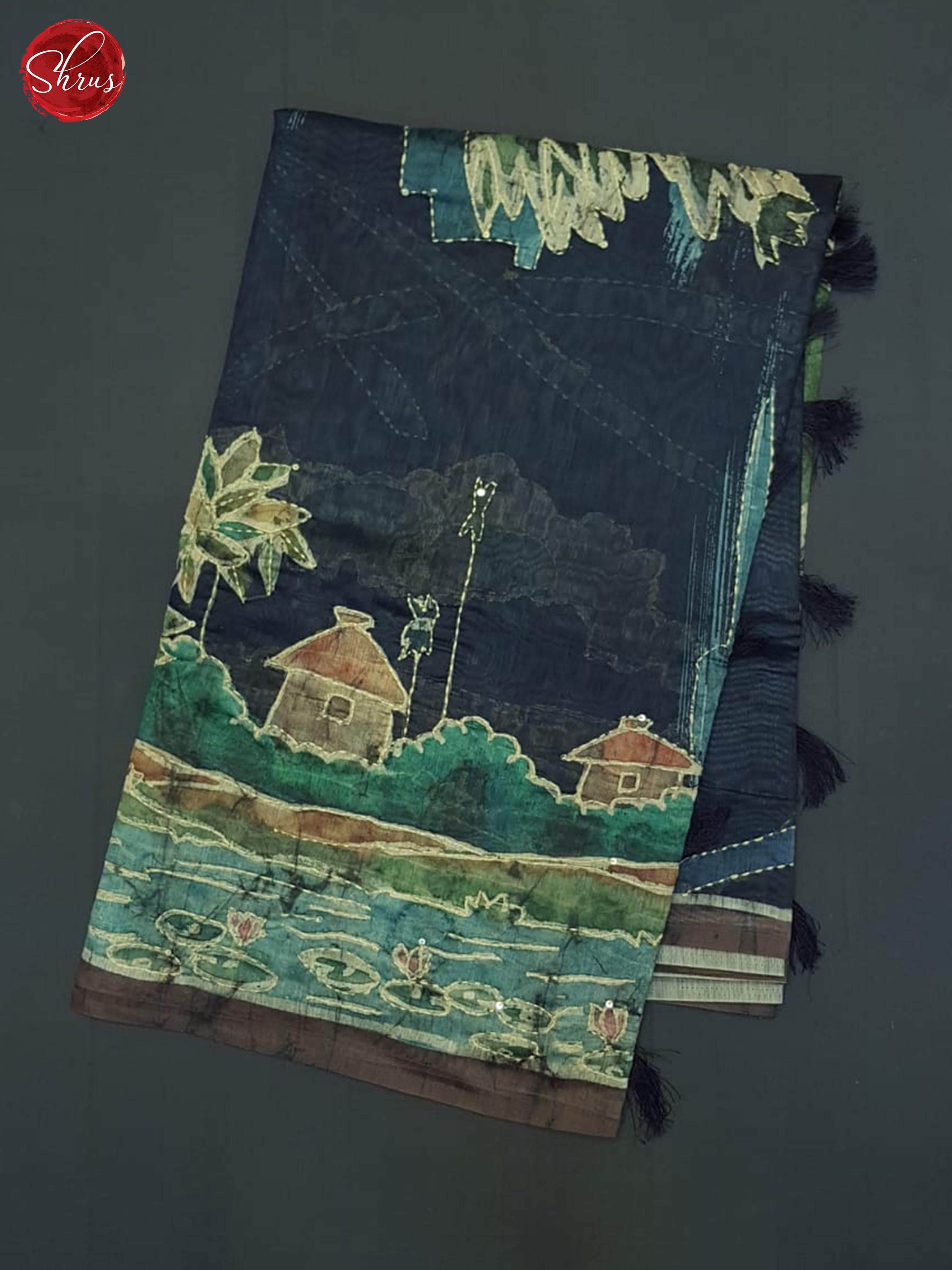 Blue - Semi Kantha Saree - Shop on ShrusEternity.com