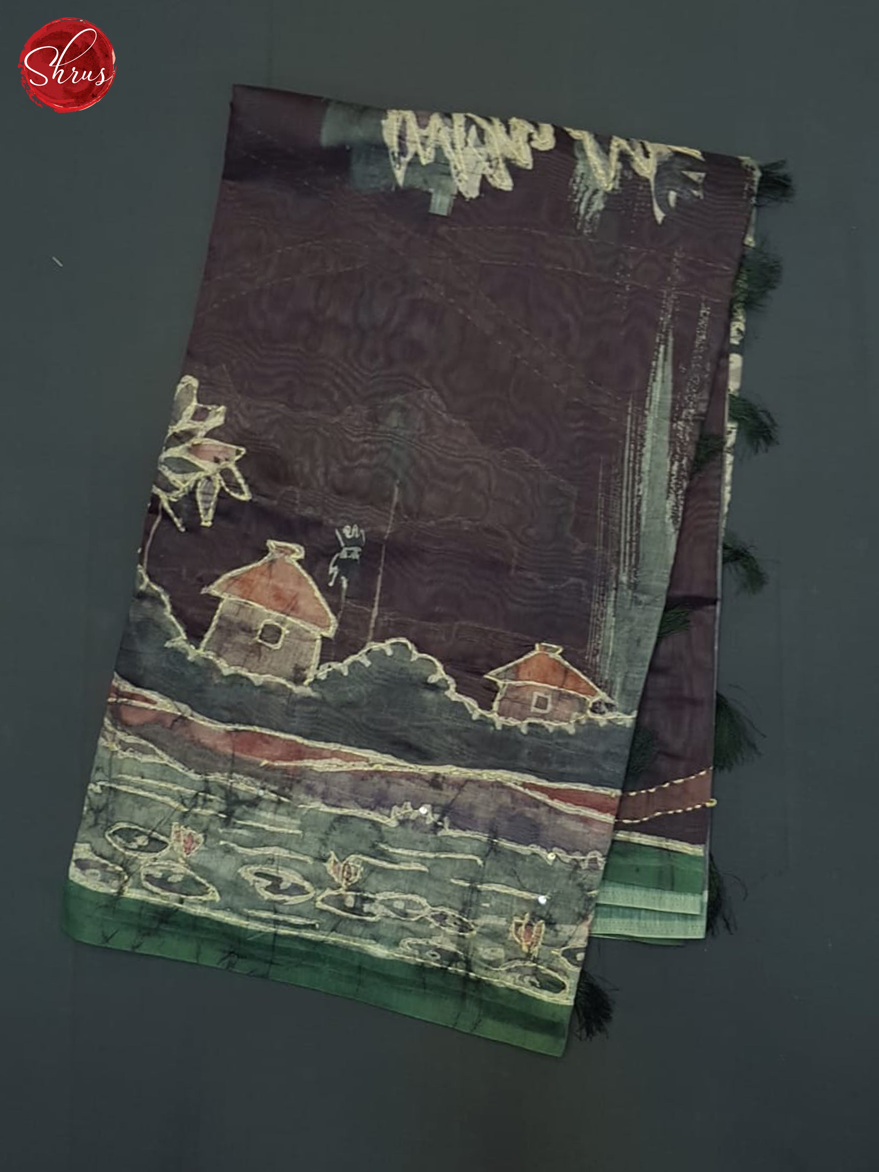 Wine &Green - Semi Kantha Saree - Shop on ShrusEternity.com