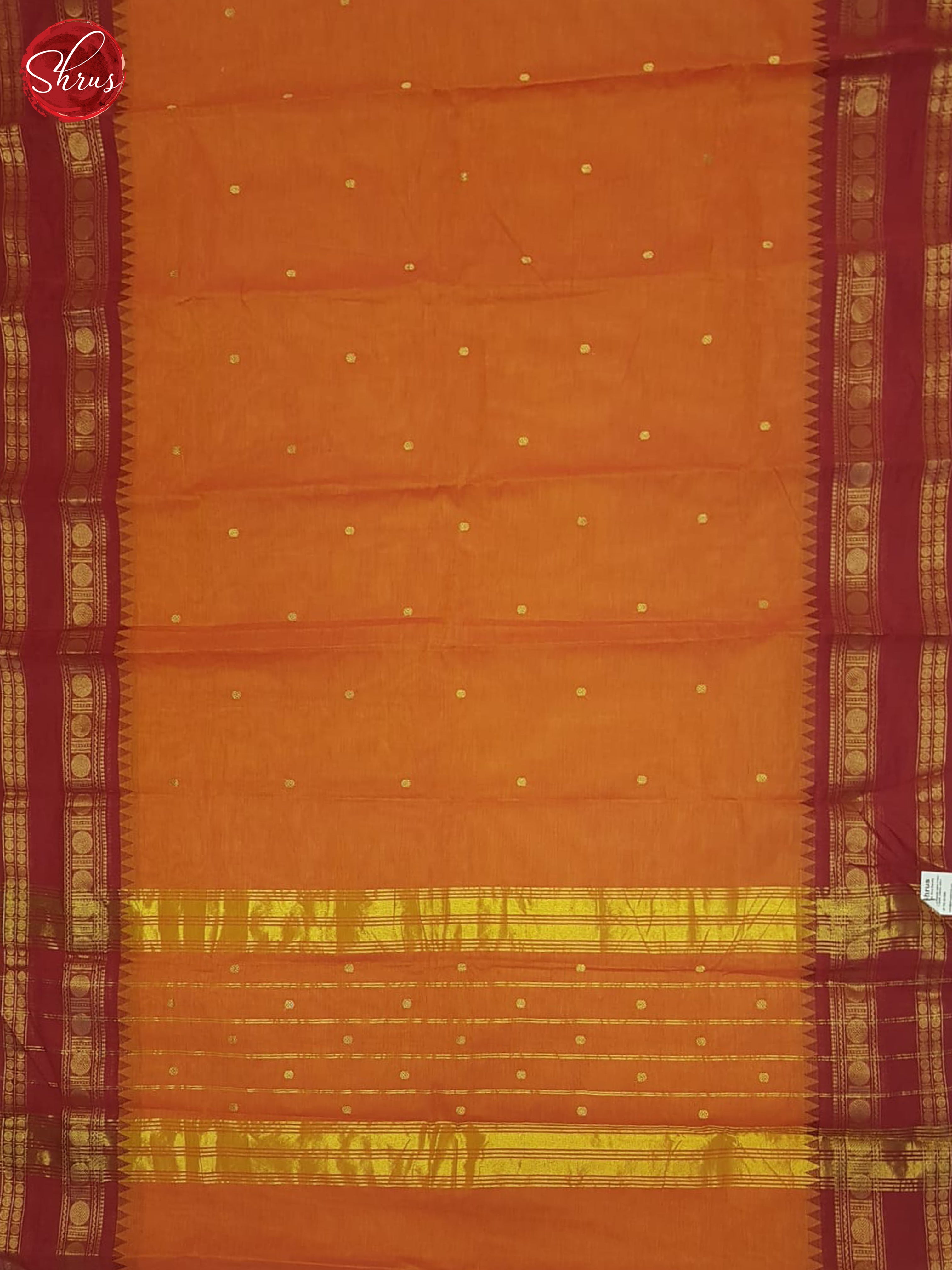 Orange & Maroon - Chettinad Cotton Saree - Shop on ShrusEternity.com