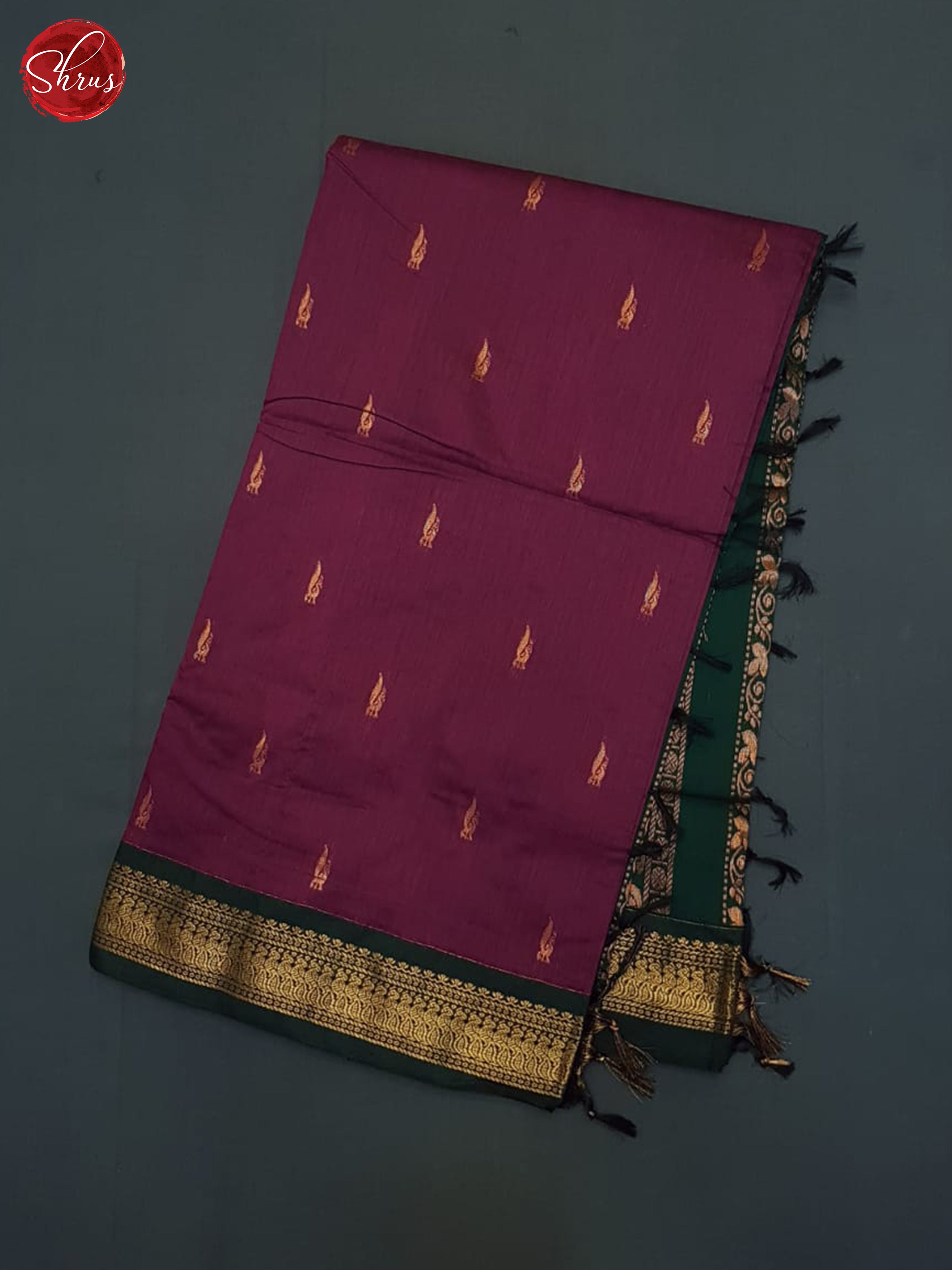 Wine  & Green - Kalyani Cotton Saree - Shop on ShrusEternity.com