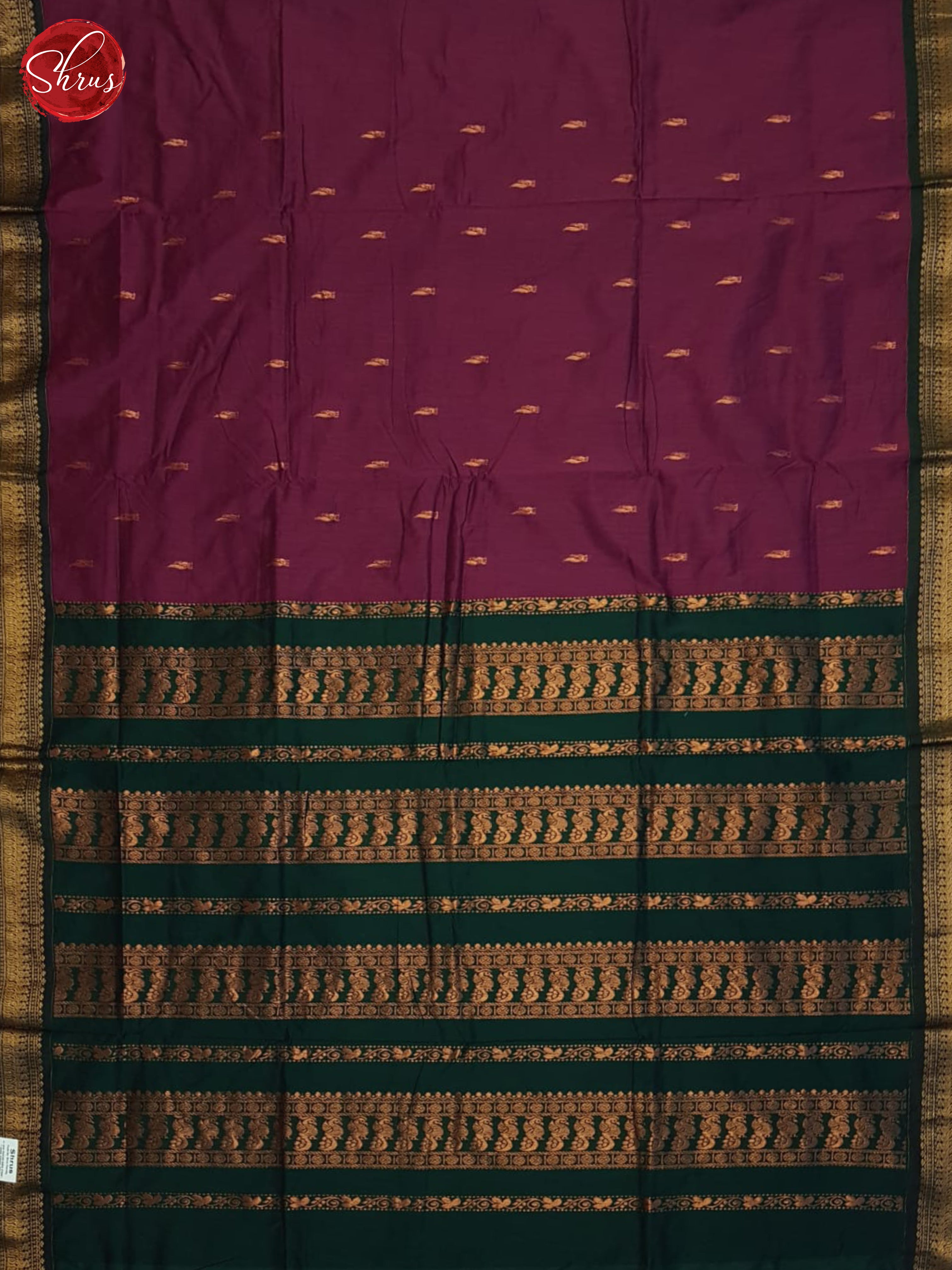 Wine  & Green - Kalyani Cotton Saree - Shop on ShrusEternity.com