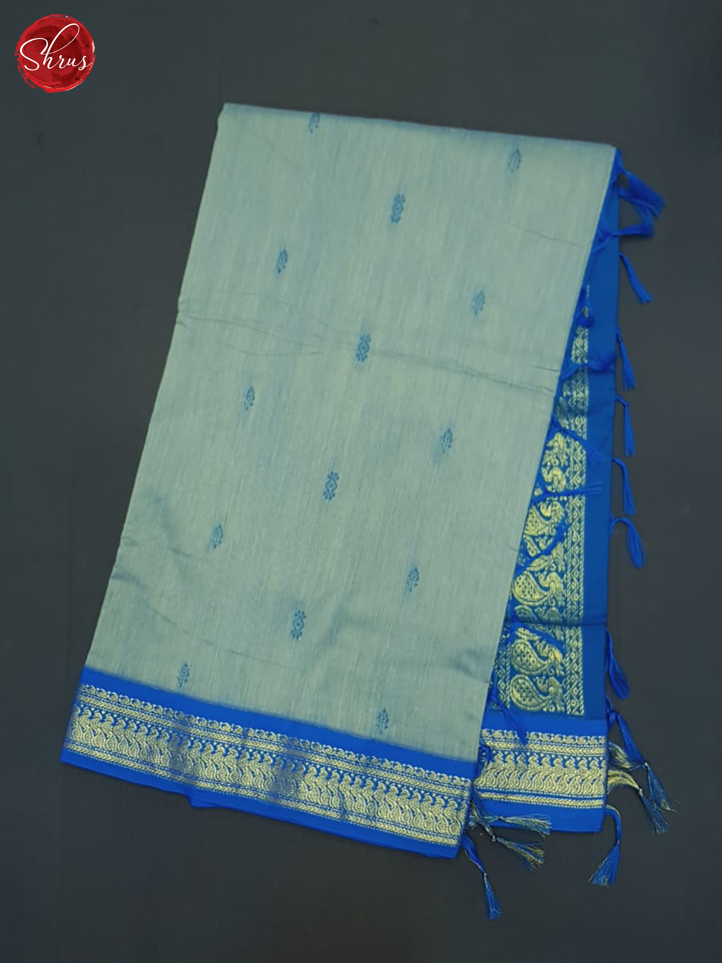 Grey & Blue - Kalyani Cotton Saree - Shop on ShrusEternity.com