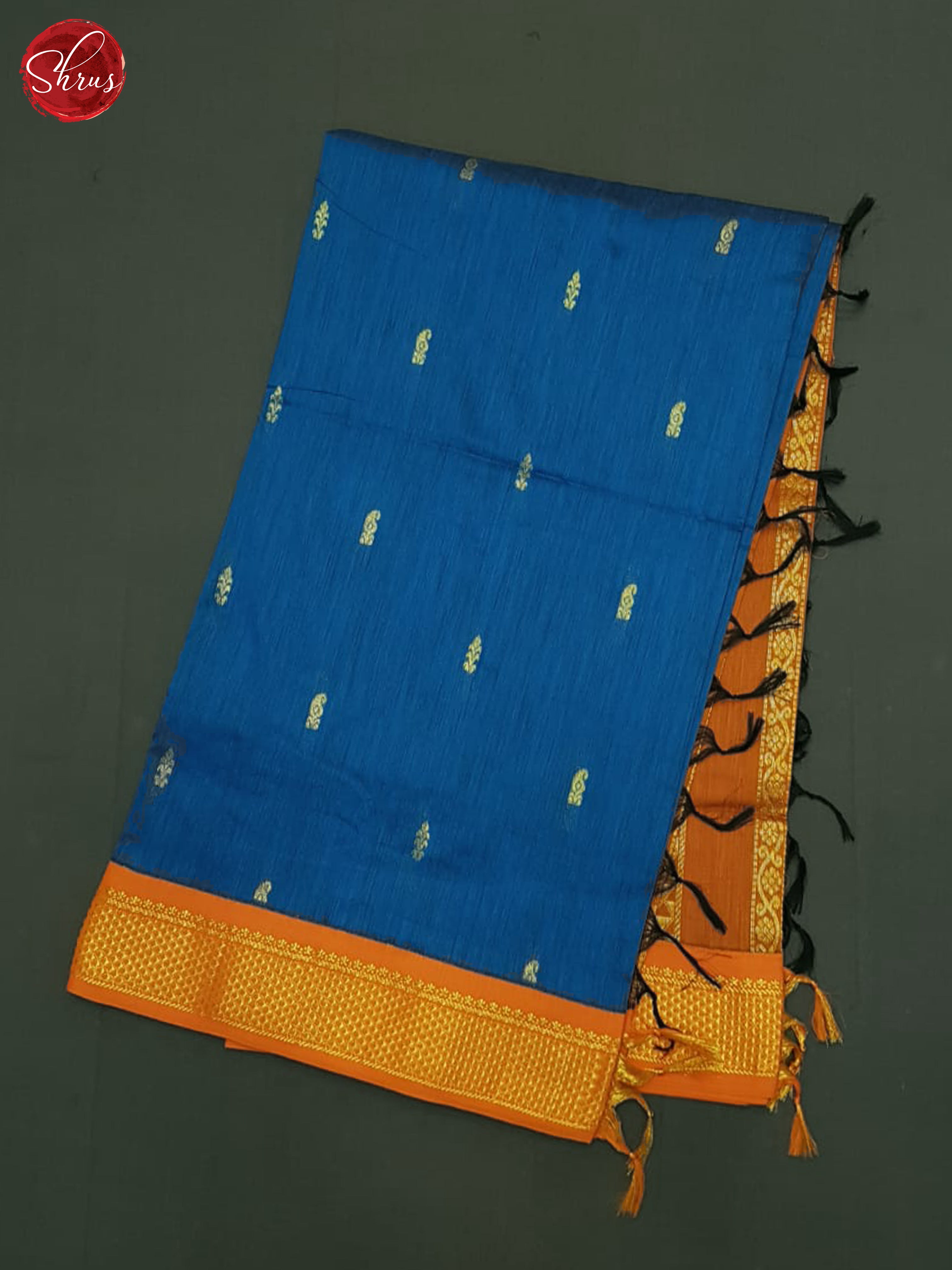 Blue & Orange - Kalyani Cotton Saree - Shop on ShrusEternity.com
