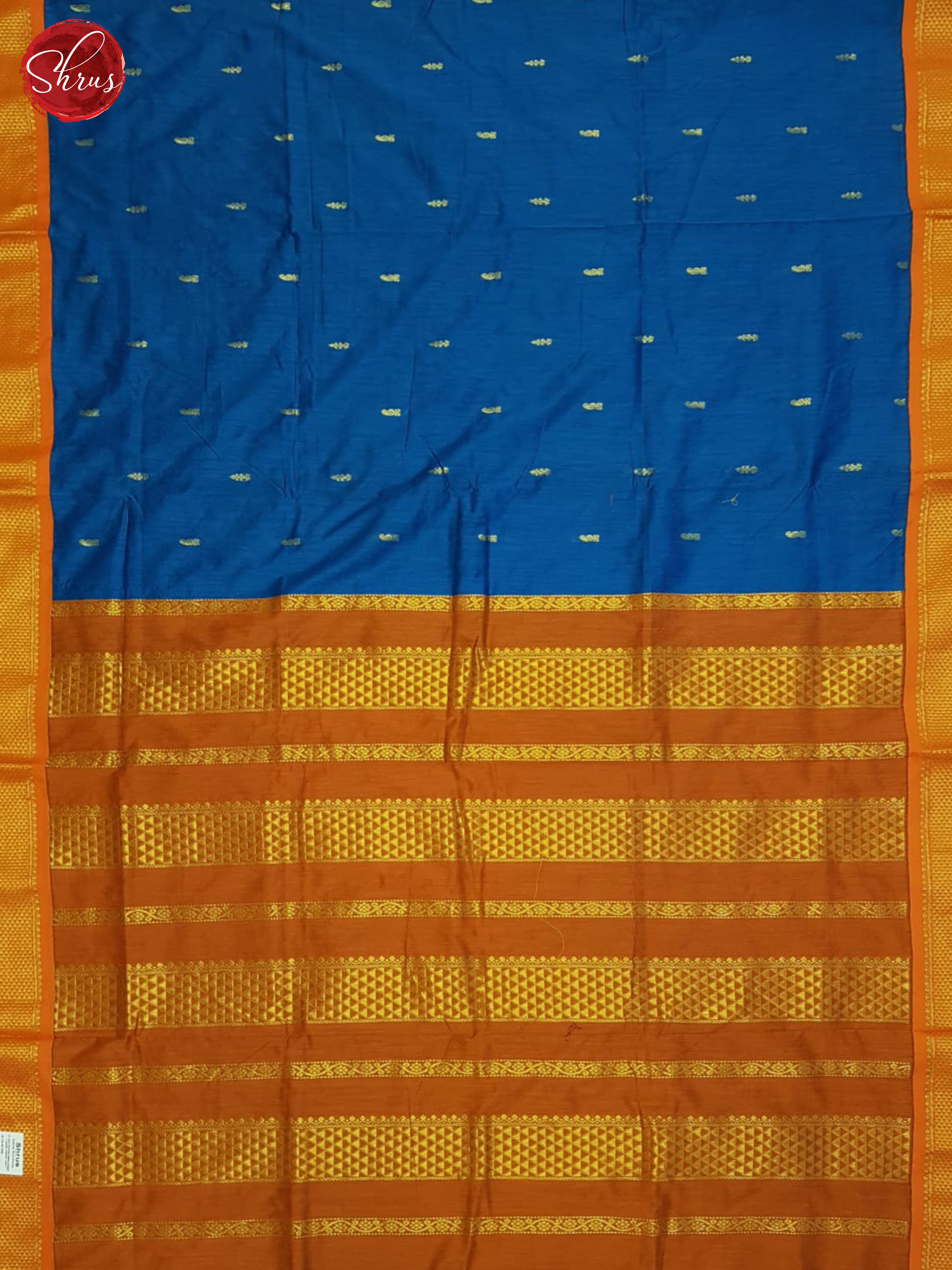 Blue & Orange - Kalyani Cotton Saree - Shop on ShrusEternity.com