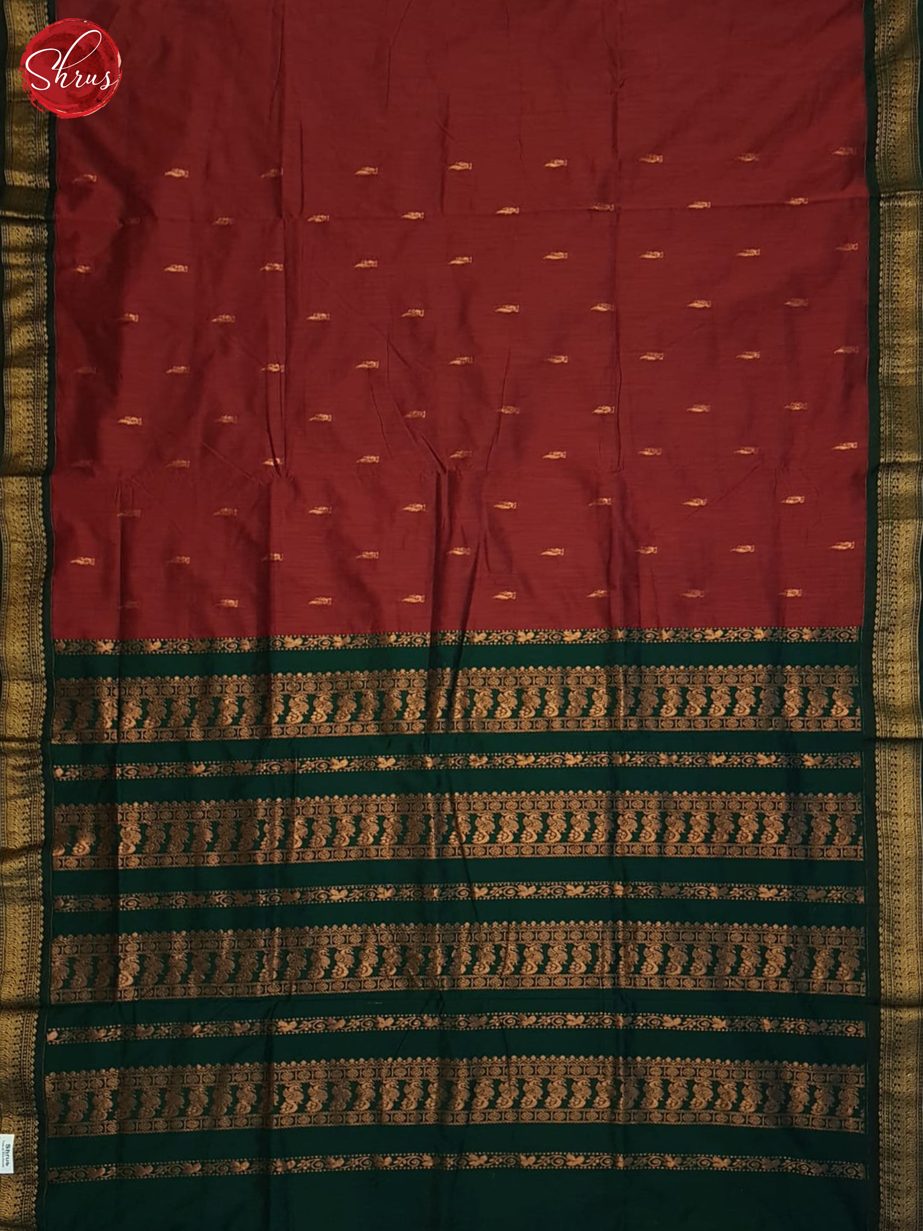 Arakku Maroon & Green - Kalyani Cotton Saree - Shop on ShrusEternity.com